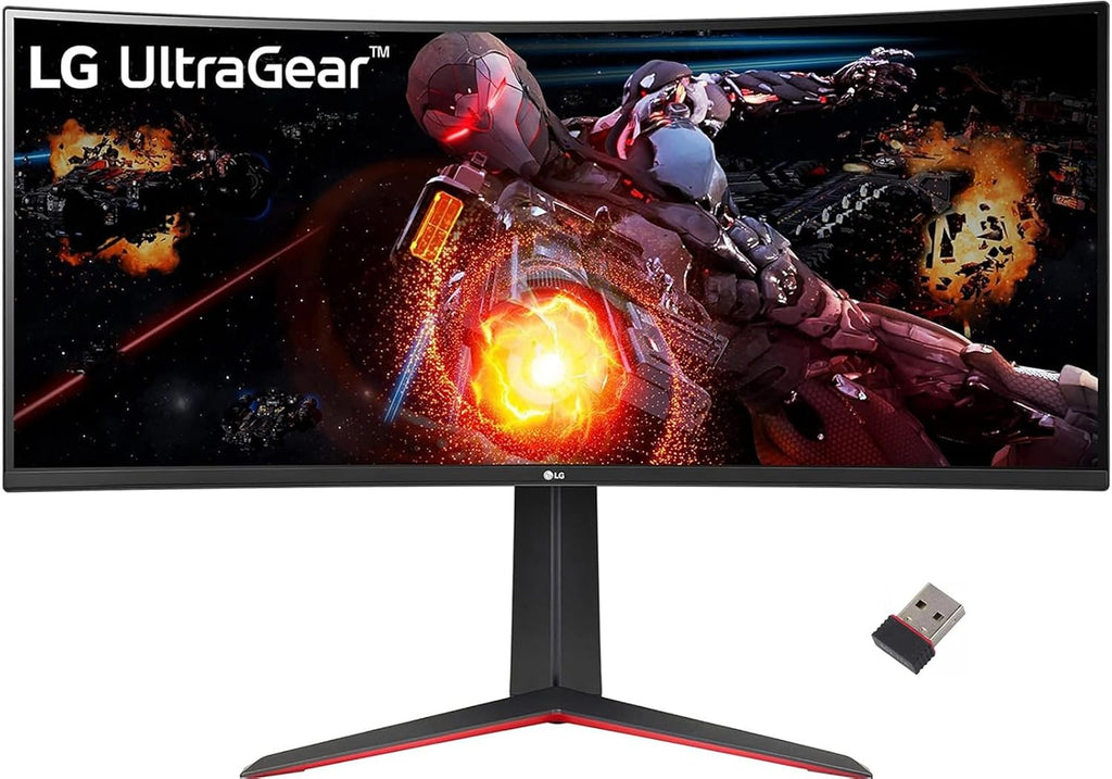 LG 34' Ultragear Curved Gaming Monitor, 21:9 QHD(3440 x 1440) Display, sRGB 99% Color Gamut, 160Hz, VA with HDR 10 Compatibility and AMD FreeSync Premium, Black, 34GP63A-B, with USB Wi-Fi