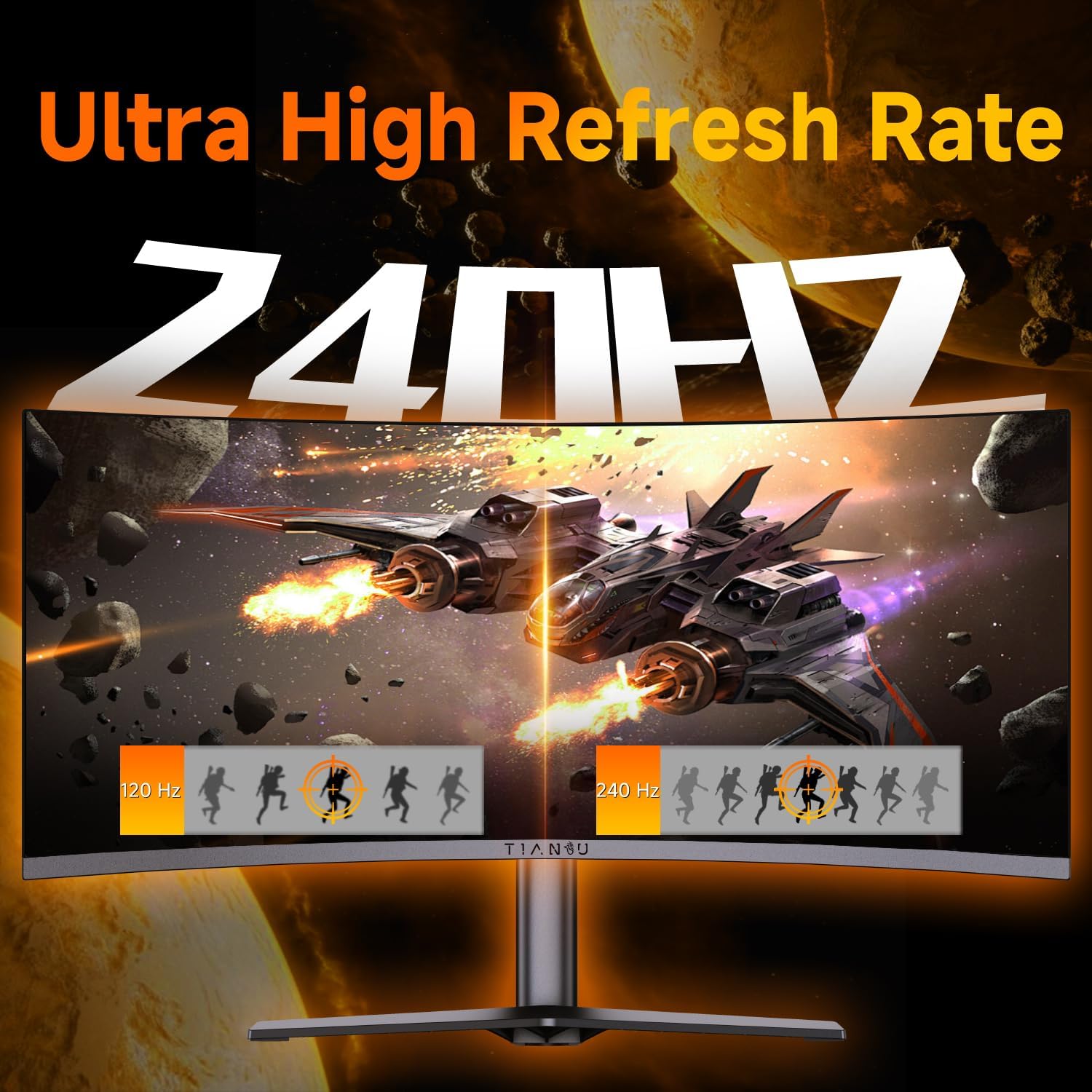 34Inch UWQHD Curved Gaming Monitor,1500R 240Hz Ultrawide Monitor,PIP/PBP,0.5ms FreeSync,125% sRGB,95% DCI-P3,Monitor with Speaker,HDMI2.1,DP1.4,VESA
