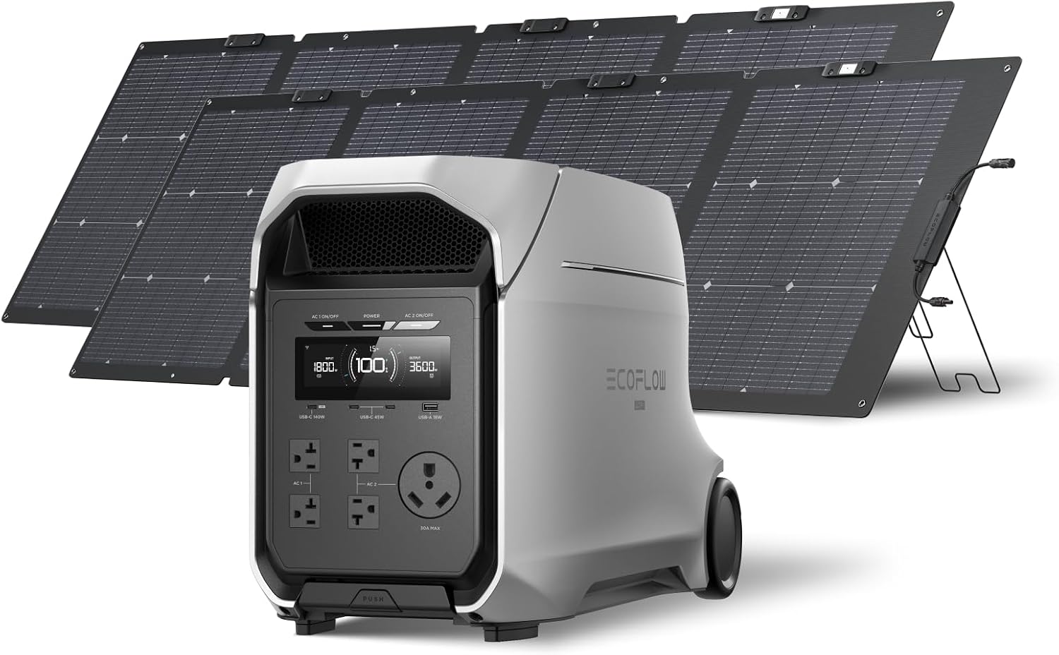 EF ECOFLOW DELTA 3 Ultra Plus Portable Power Station with 2X220W Solar Panel, 3072Wh LiFePO4 Battery, 3600W (7200W Surge) Output, Expandable to 11kWh, Reliable Home Battery Backup & Camping
