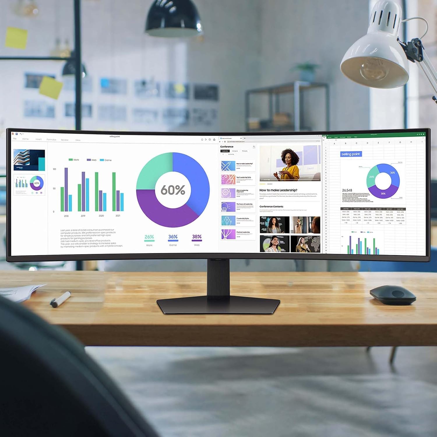Samsung 49' Odyssey G9 Series DQHD 1000R Curved Gaming Monitor, 1ms(GtG), VESA DisplayHDR 1000, 240Hz, AMD FreeSync Premium Pro, Height Adjustable Stand, Ultrawide Screen, LS49CG954ENXZA, 2024