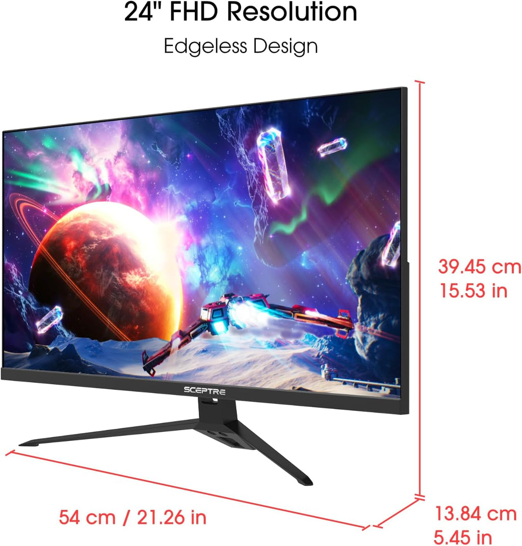 Sceptre IPS 24' Gaming Monitor 165Hz 144Hz Full HD (1920 x 1080) FreeSync Eye Care FPS RTS DisplayPort HDMI Build-in Speakers, Machine Black 2020 (E248B-FPT168),IPS 24' 165Hz