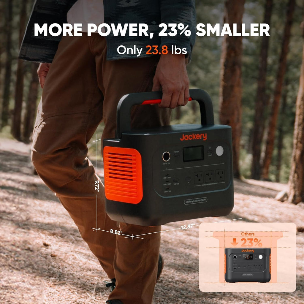 Jackery Explorer 1000 v2 Portable Power Station and 3-Port 102W Fast Charger, 1070Wh LiFePO4 Battery,1500W AC/100W USB-C Output, 1 Hr Fast Charge, Solar Generator for for Outdoor, Camping