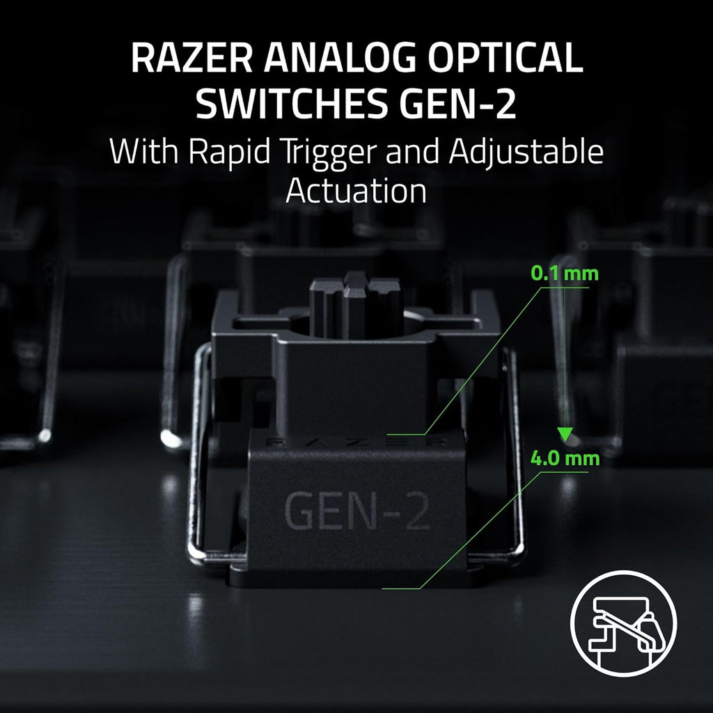 Razer Huntsman V3 Pro TKL 8KHz Esports Gaming Keyboard: Analog Optical Switches Gen 2-8000 Hz Polling Snap Tap - Rapid Trigger - Adjustable Actuation - Media Controls - PBT Keycaps - Black