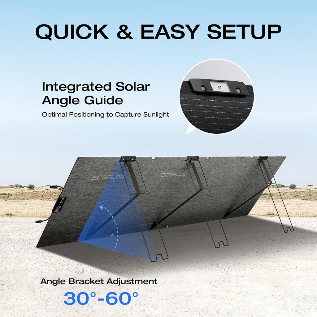 EF ECOFLOW 220 Watt Portable Solar Panel, 25% High Conversion Efficiency N-Type Solar Cell, NextGen Foldable Solar Panel with Adjustable Kickstand, IP68 Waterproof for Camping RV Off Grid System