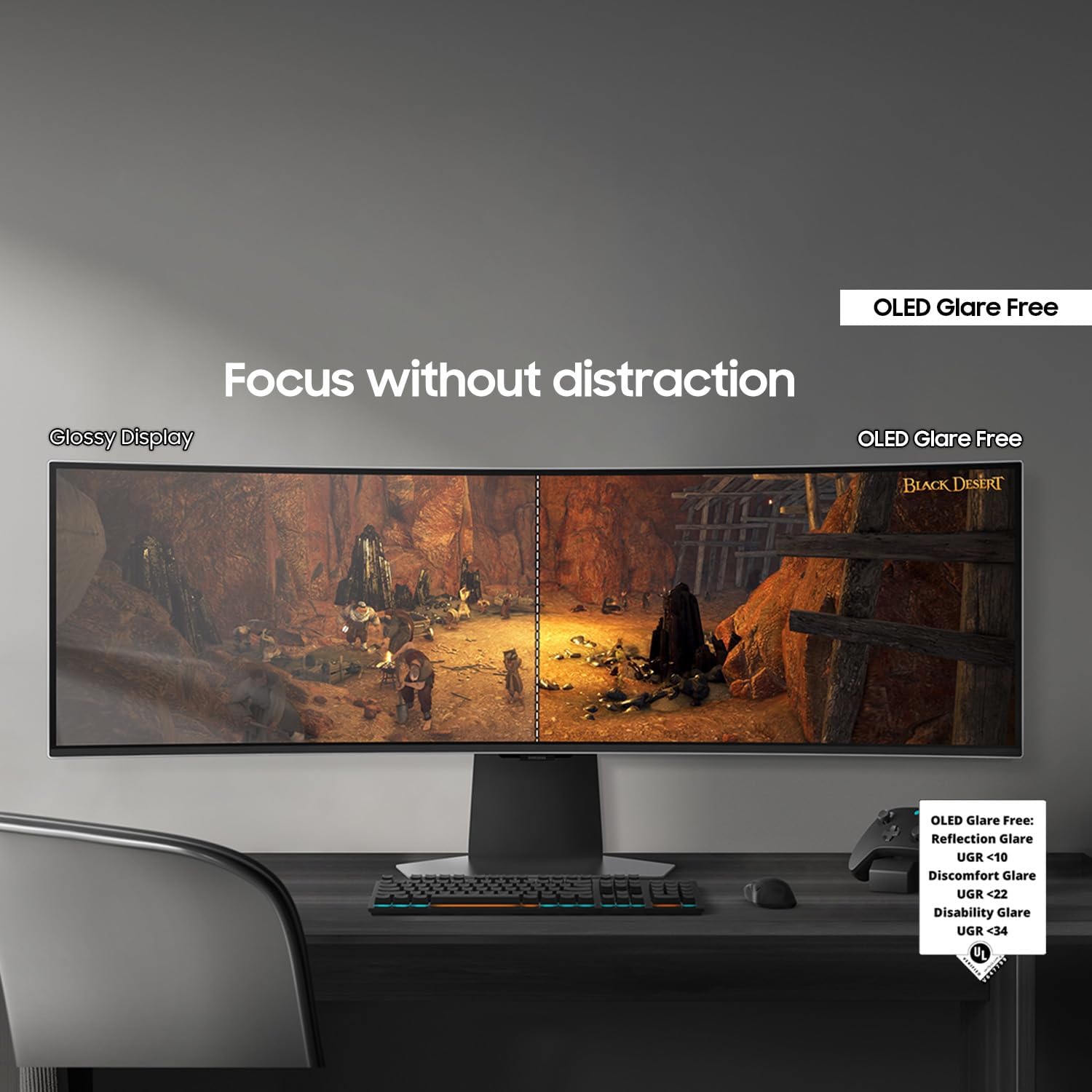 Samsung 49-Inch Odyssey G9 (G95SD) Series QD-OLED G-Sync Compatible Curved Gaming Monitor, 240Hz, 0.03ms, Dual QHD, Glare Free, FreeSync Premium Pro, Ergonomic Stand,LS49DG956SNXGO,2024, 3 Yr Warranty
