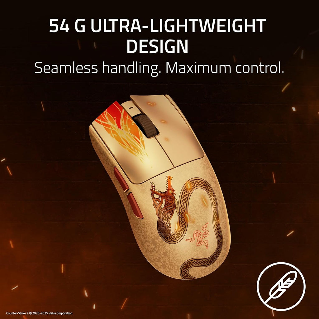 Razer Viper V3 Pro Wireless Esports Gaming Mouse: Symmetrical - 54g - 8K Polling - 35K DPI Optical Sensor - Gen3 Optical Switches - 8 Programmable Controls - 95 Hr Battery - Counter-Strike 2 Edition