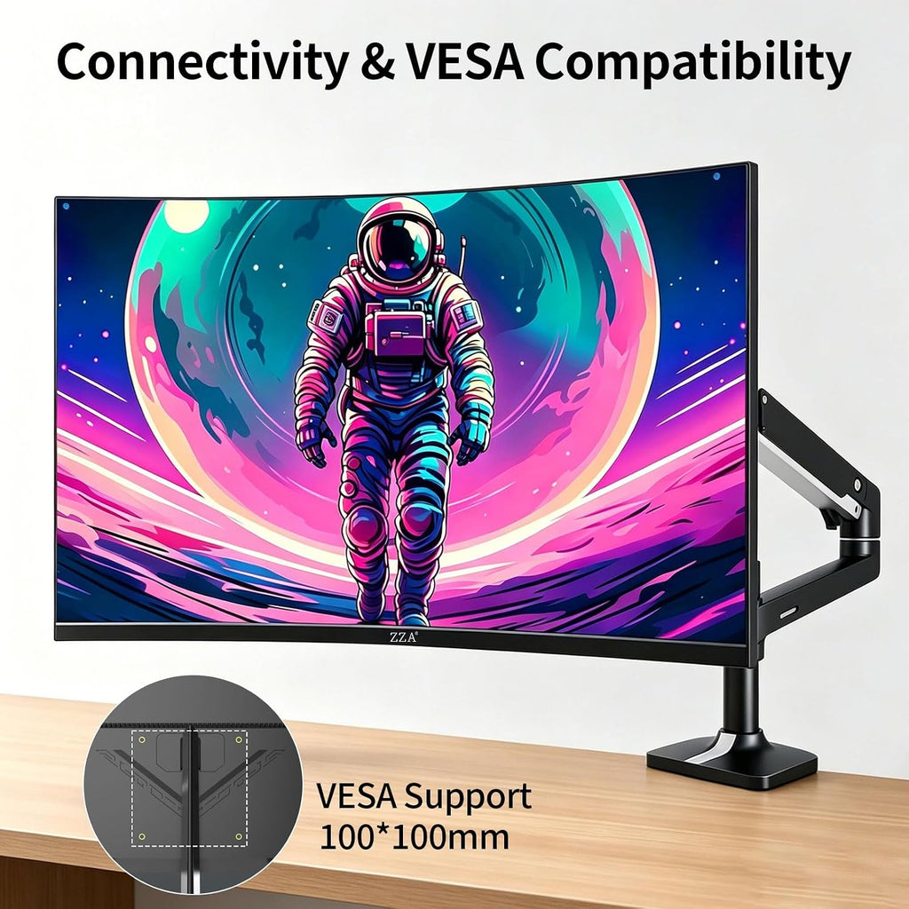 ZZA 27 Inch Curved Gaming Monitor-2K QHD (2560x1440) 75Hz Display,HDMI/DP USB Connectivity,Tilt Adjustable,Wall Mountable,Perfect for PC Gaming Office