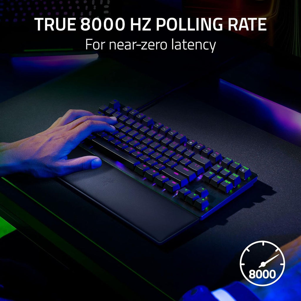 Razer Huntsman V2 TKL Tenkeyless Gaming Keyboard: Fast Linear Optical Switches Gen2 w/Sound Dampeners & 8000Hz Polling Rate - Detachable TypeC Cable - Doubleshot PBT Keycaps - Ergonomic Wrist Rest