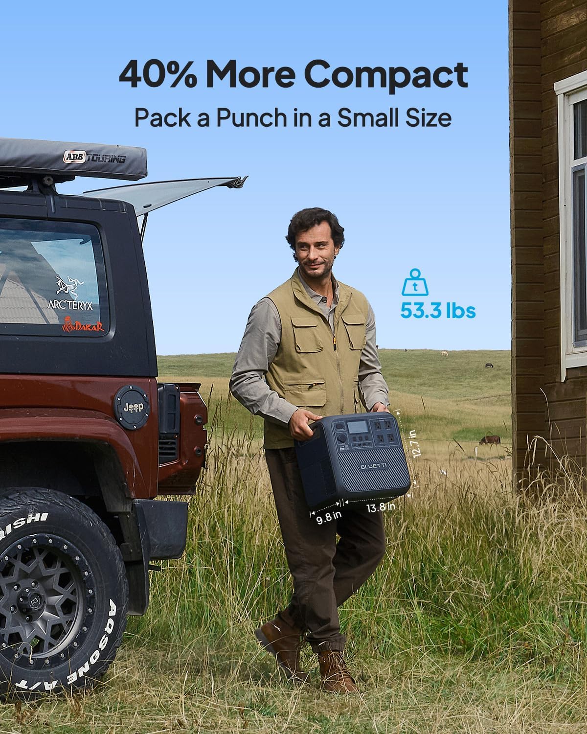 BLUETTI Elite 200 V2 Portable Power Station & Charger 1 (Ships Separately), 2073.6Wh LFP Backup, 4 AC Outlets (3900W Peak), 4.2H Full Charge via Car, Perfect for Camping, Off-grid, and Power Outages