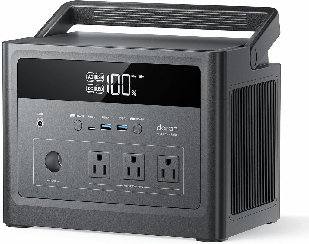 2026 Portable Power Station 600W, 576Wh LiFePO4 Battery Portable Charger, Solar Power Bank with AC Outlet 110V/1200W Surge, PD 100W USB-C Fast Charging for Camping, Home, Hurricane Emergency, RVs