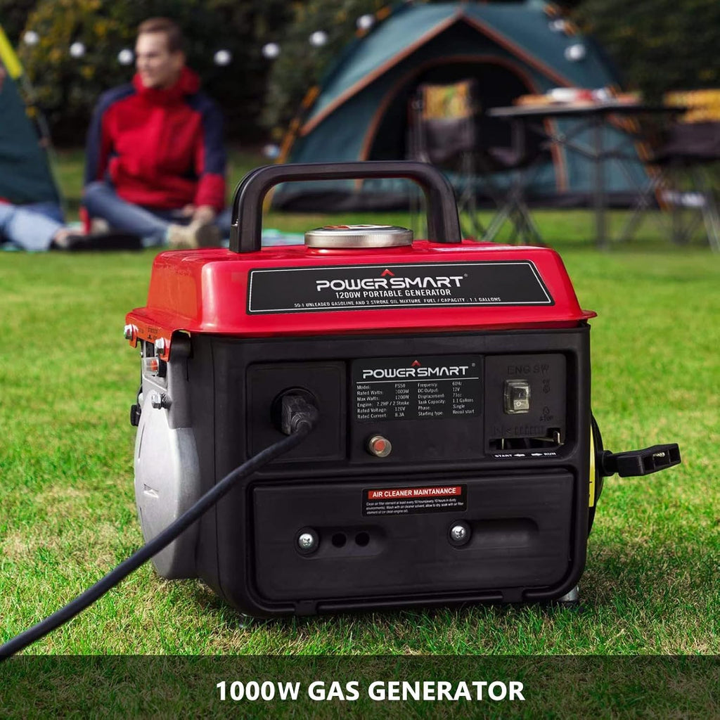 PowerSmart PS50 1000W 2 Stroke Manual Start Portable Generator, Red/Black