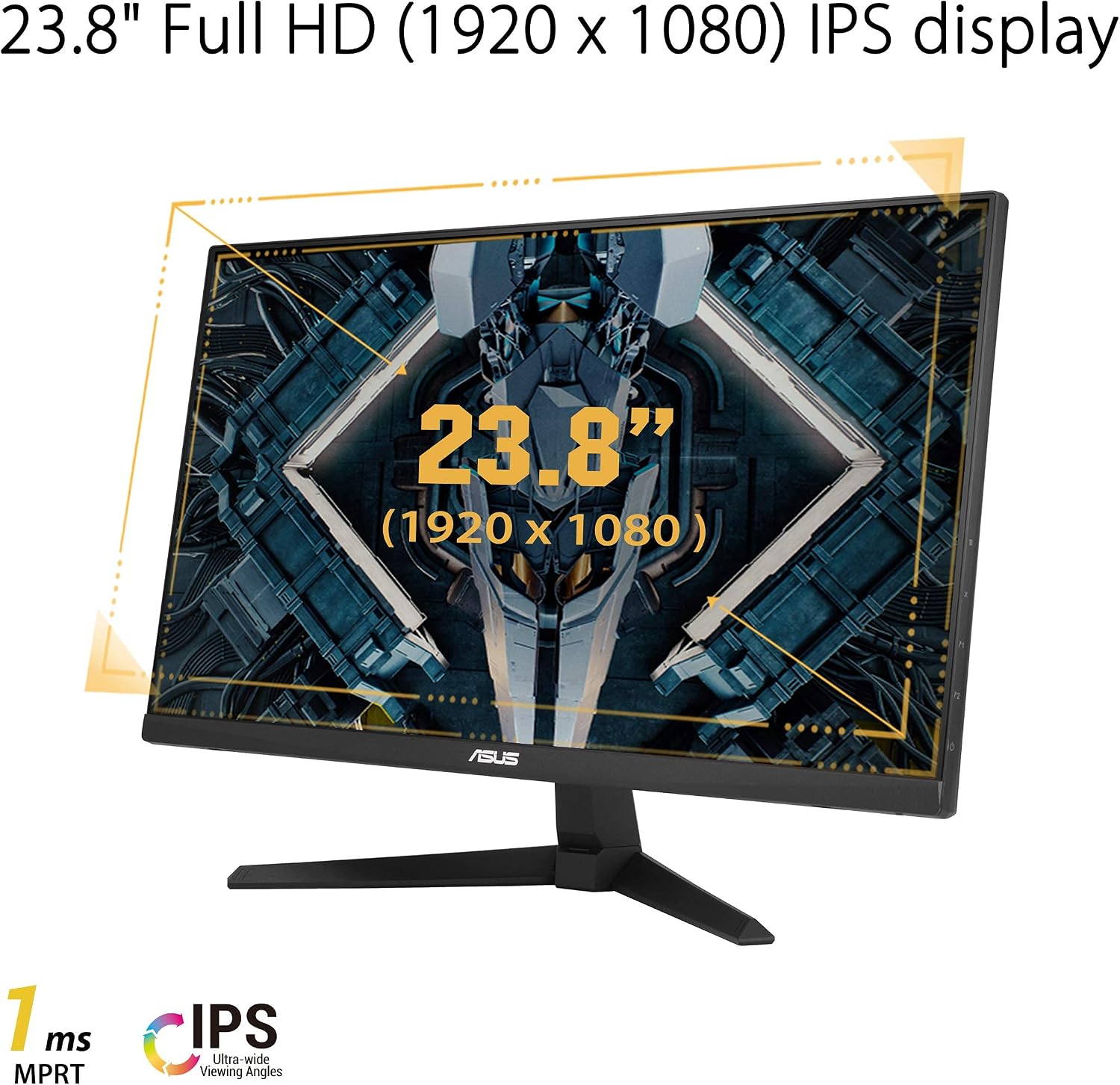 ASUS TUF Gaming 24' 1080P Monitor (VG249Q1A) - Full HD, IPS, 165Hz (Supports 144Hz), 1ms, Extreme Low Motion Blur, Speaker, FreeSync™ Premium, Shadow Boost, VESA Mountable, DisplayPort, HDMI