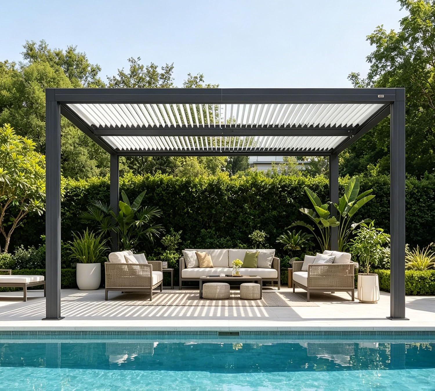 PURPLE LEAF 10'x12' Louvered Pergola Aluminum Outdoor Pergola with Adjustable Louvered Roof, Hidden Drainage System, Heavy Duty Patio Gazebo for Backyard, Poolside Dining & Family Gatherings