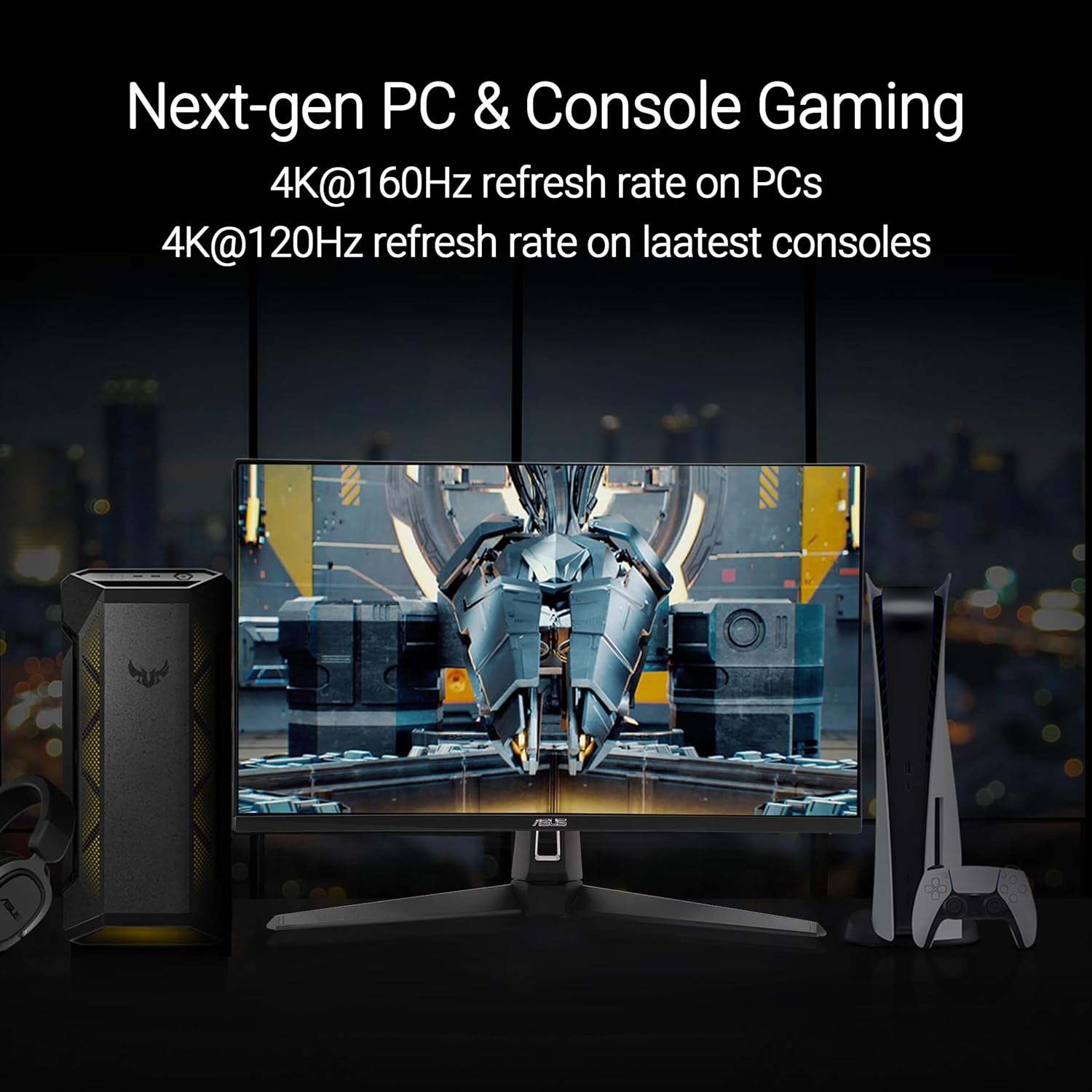 ASUS TUF Gaming 27' 4K HDR Monitor (VG27UQ1A) – 160Hz, 1ms, Extreme Low Motion Blur Sync, NVIDIA G-SYNC Compatible, AMD FreeSync Premium, 95% DCI-P3, DisplayWidget, 3 yr Warranty
