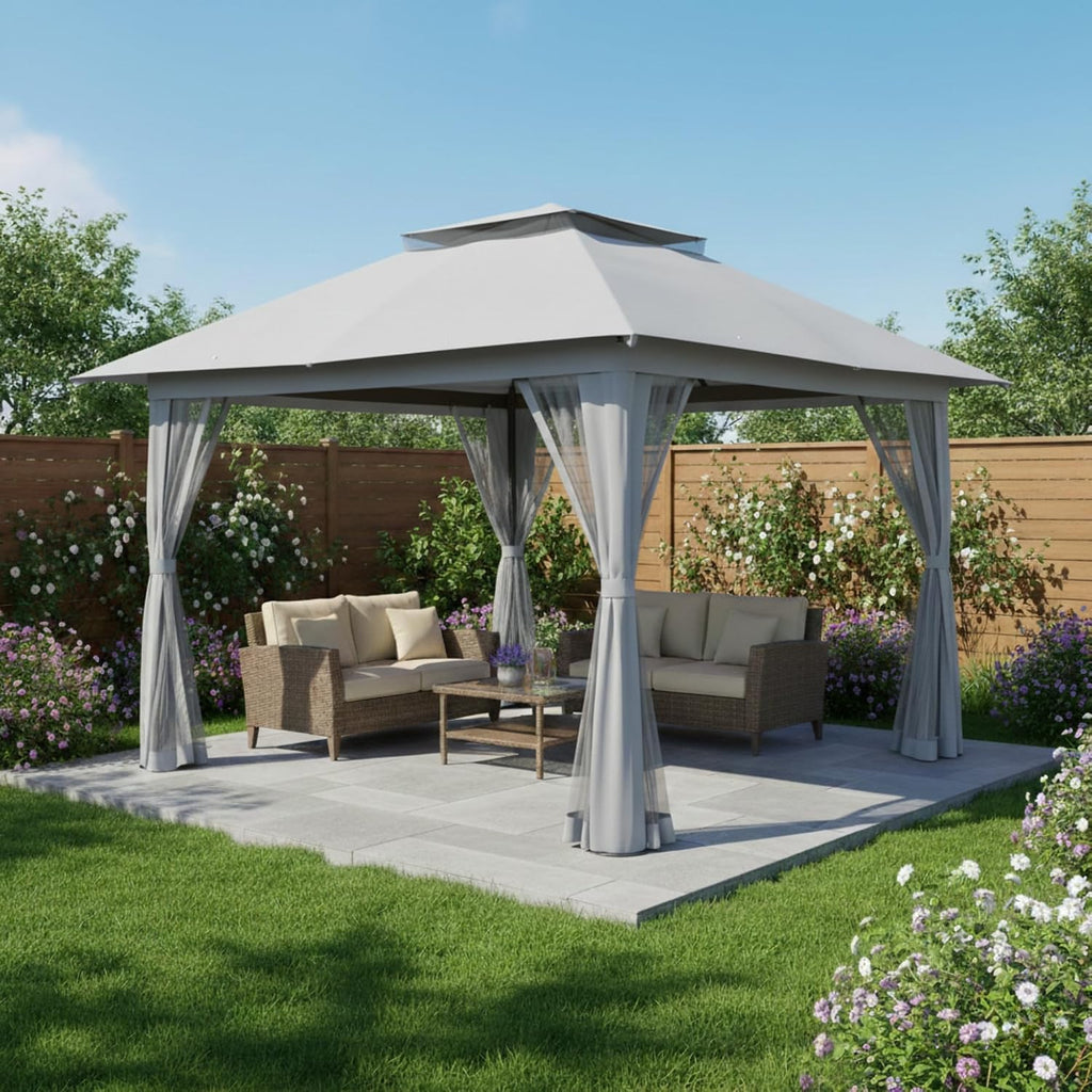 Garden Winds Reinforced RipLock 350 Replacement Canopy Top Cover Compatible with Crown Shades 13' X 13' Pop Up Gazebo Models CA169M, CS-CA169M - Slate Gray