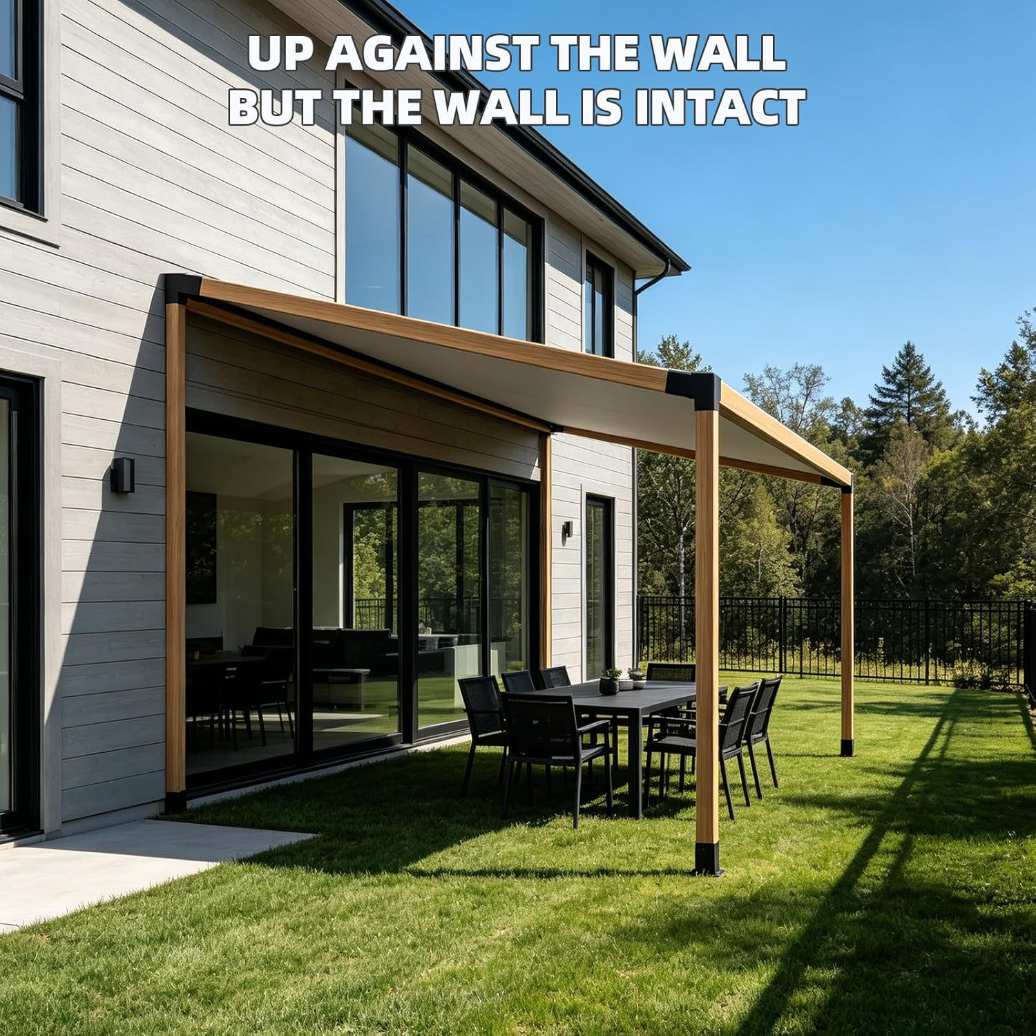 15° Pergola Brackets 75° Corner Bracket with Post Base, pergola kit for 4x4'' (Actual: 3.64x3.64''), Pergola Bracket Kit 4x4 Powder-Coated, Wooden Beams Lumber Gazebos Patio Pergola Lean to Porch Roof