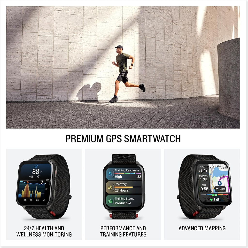 PlayBetter Garmin Venu X1 (Black/Slate Titanium) Fitness GPS Smartwatch Bundle - 2' Thin AMOLED Display, Advanced Health and Fitness 5000mAh Portable Charger & HD Screen Protectors