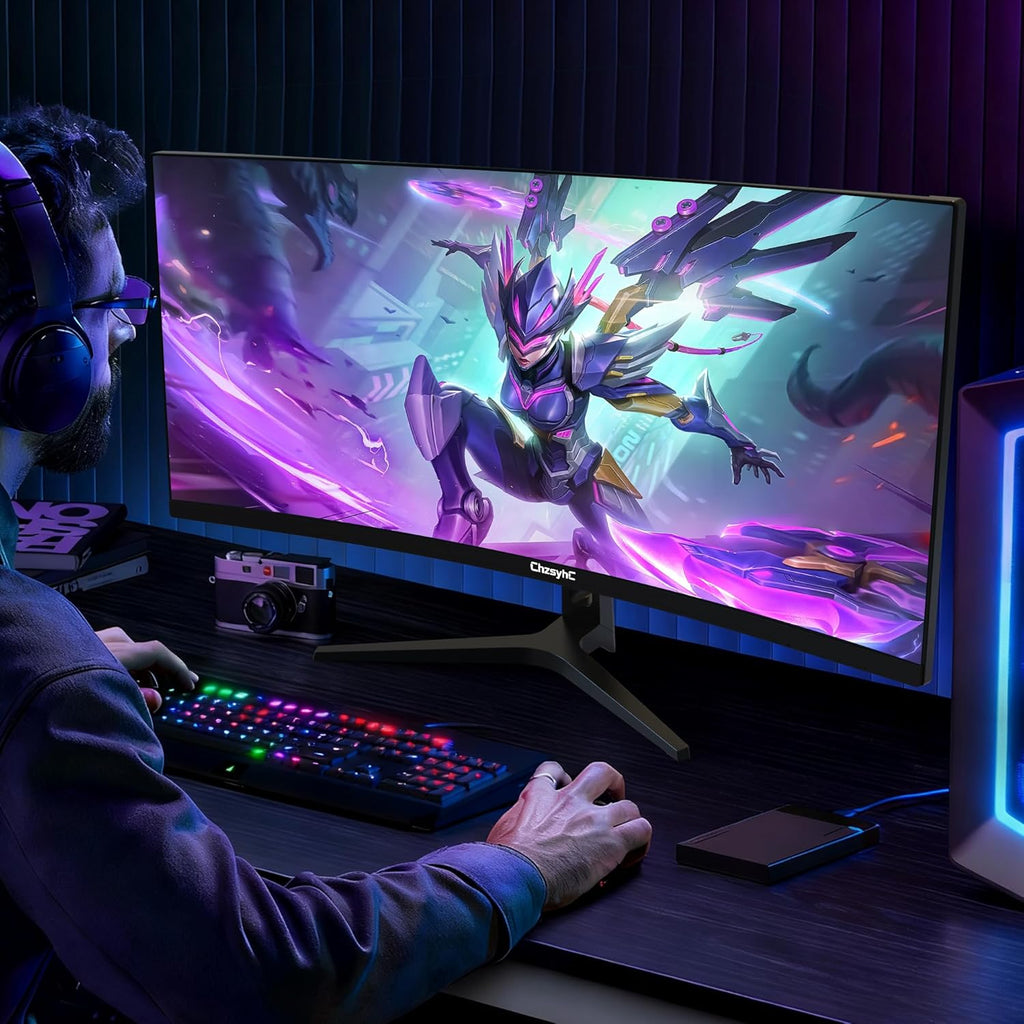 34 Inch Ultrawide Curved Gaming Monitor - WQHD 3440x1440p, 165Hz, 120% sRGB, FreeSync, VESA Mountable (DP&HDMI Cable Incl.) - Immersive PC Monitor for Gamers & Professionals, Black