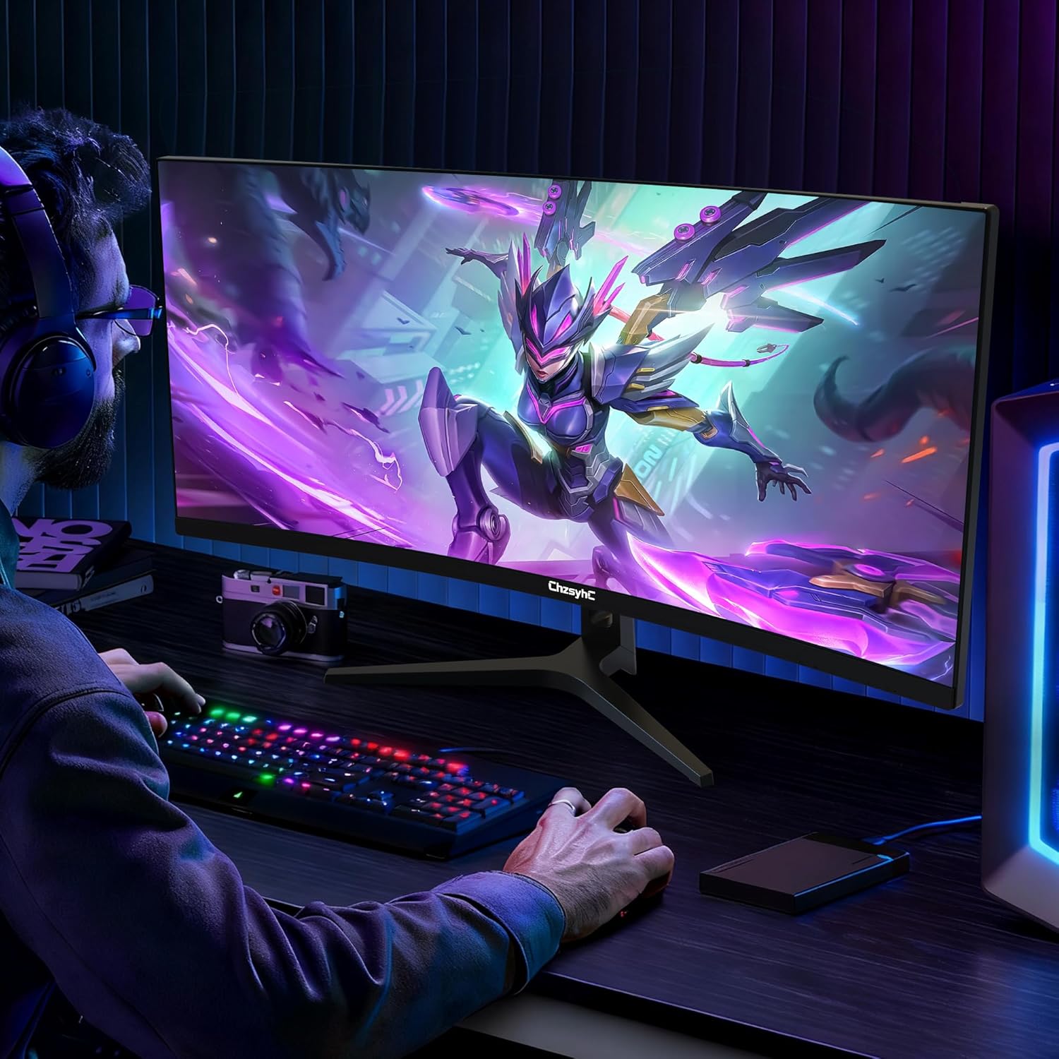 34 Inch Ultrawide Curved Gaming Monitor - WQHD 3440x1440p, 165Hz, 120% sRGB, FreeSync, VESA Mountable (DP&HDMI Cable Incl.) - Immersive PC Monitor for Gamers & Professionals, Black