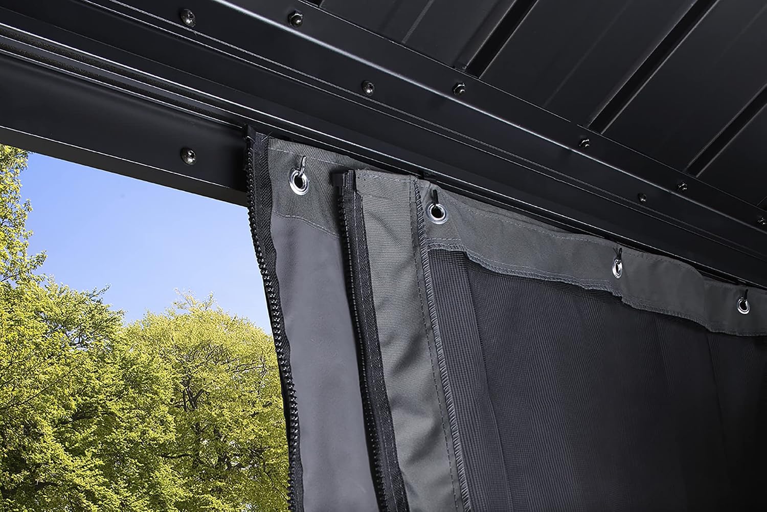 Sojag Grey Curtains for Monaco/Messina/Mykonos Gazebos, 12 ft. x 16 ft., Spun Polyester, Outdoor Shades