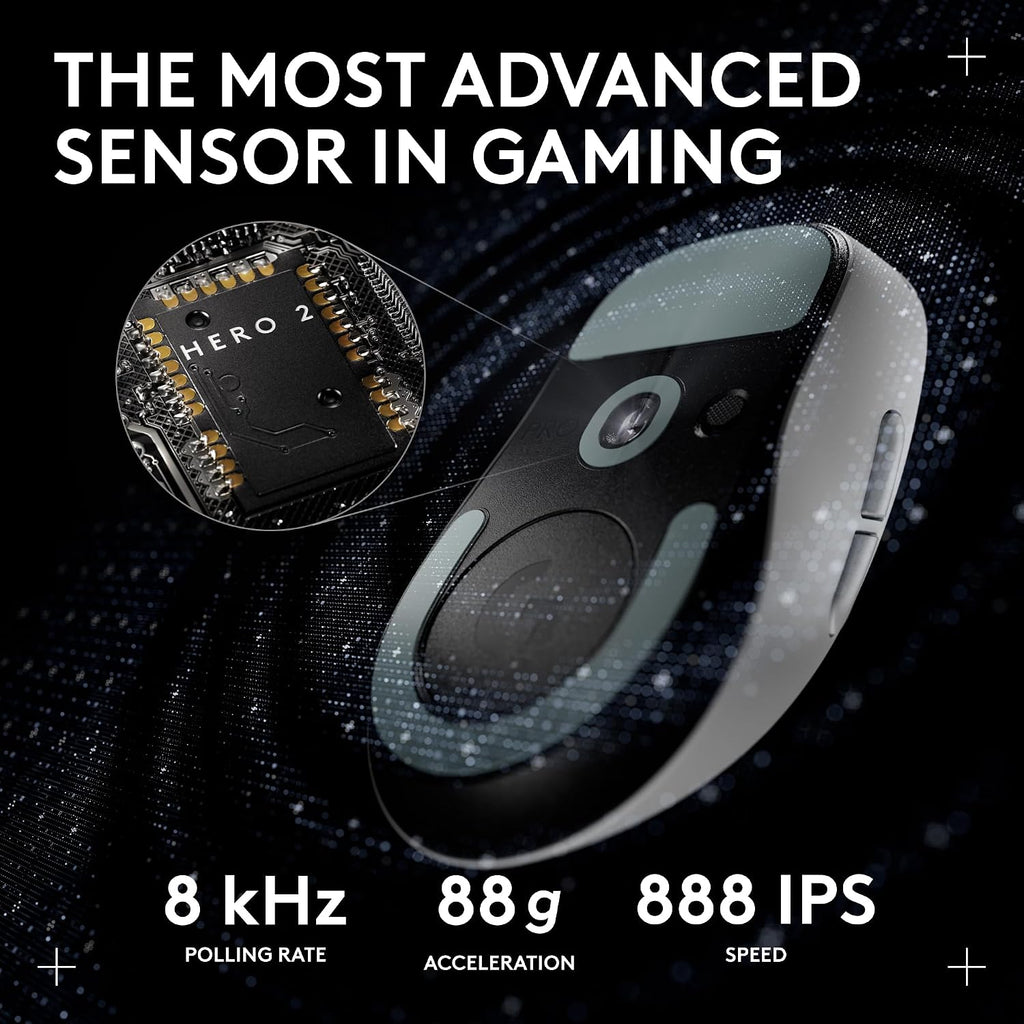 Logitech G PRO X Superlight 2 DEX Wireless Gaming Mouse, 60g pro-Grade Right-Handed Mouse with 5 programmable Buttons, USB-C Charging, 44k DPI Sensor, up to 8 kHz Polling for PC/Mac - White