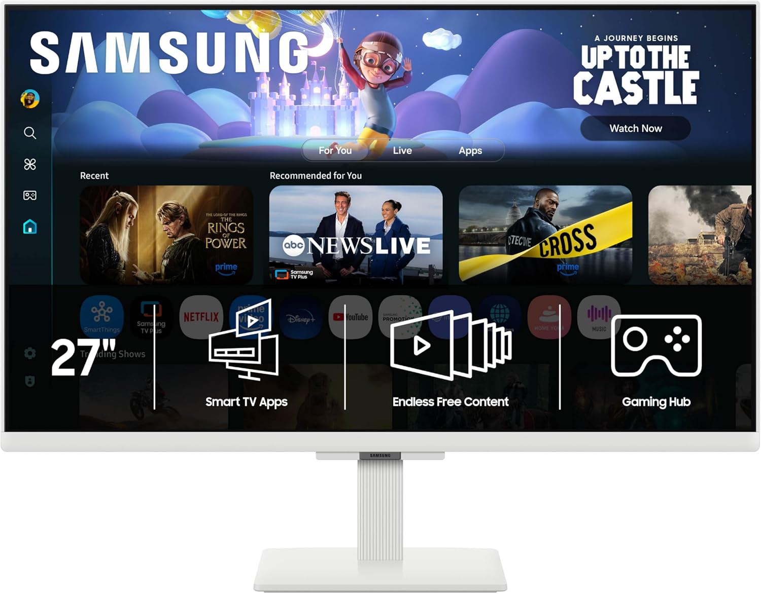 Samsung 27-Inch M5 (M50F) Series FHD Smart Monitor with Streaming TV, Speakers, HDR10, Gaming Hub, Multiple Ports, Workout Tracker, Vision Accessibility Tools, White, LS27FM503ENXZA