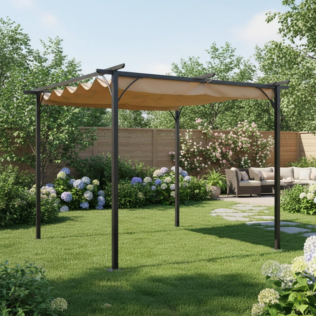 Garden Winds Reinforced RipLock 350 Replacement Canopy Top Cover Compatible with Outsunny 10' x 10' Pergola Model 84C-093 - Beige