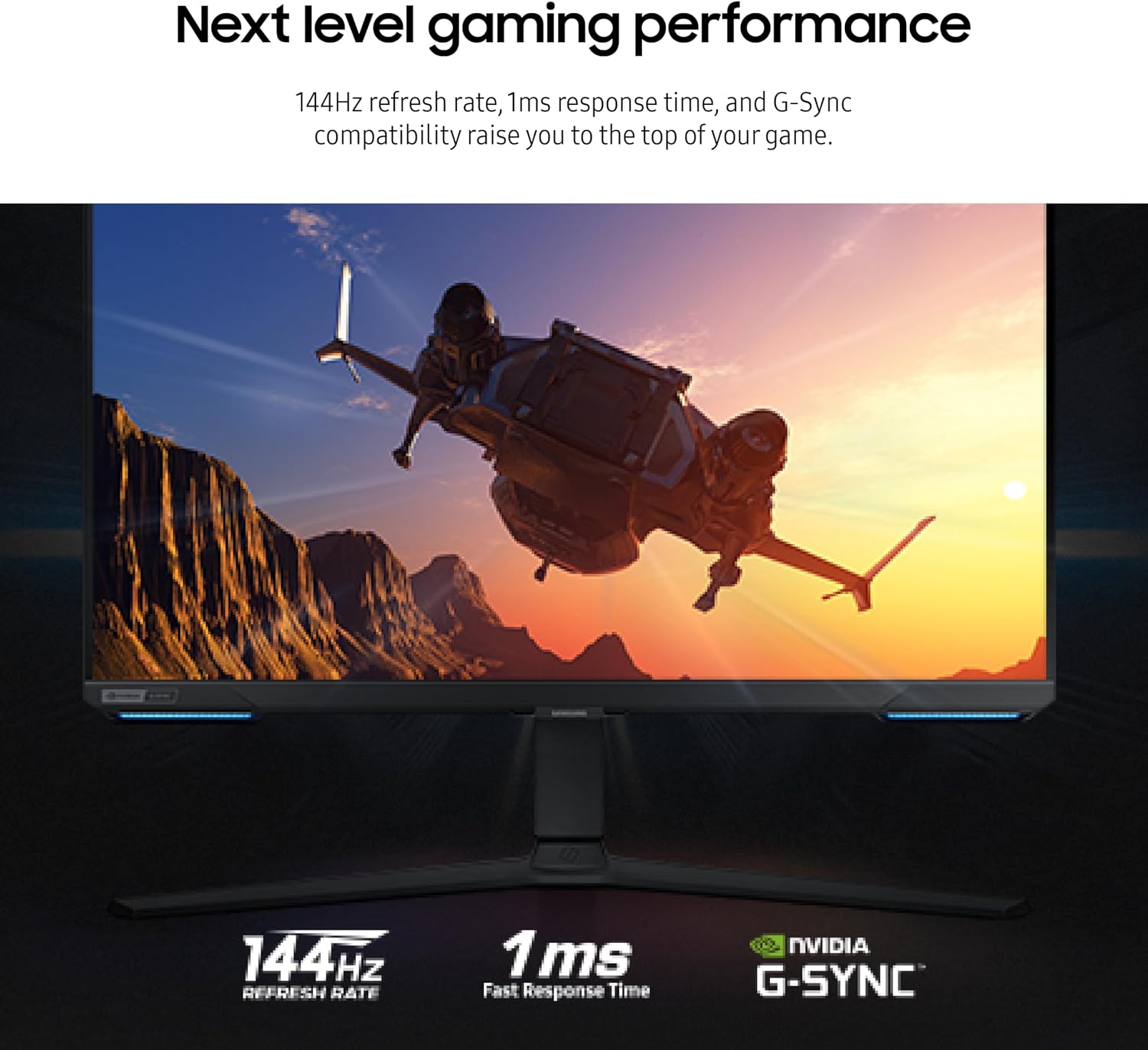 SAMSUNG 28' Odyssey G70B Series 4K UHD Gaming Monitor, IPS Panel, 144Hz, 1ms, HDR 400, G-Sync and FreeSync Premium Pro Compatible, Ultrawide Game View, LS28BG702ENXGO, Black