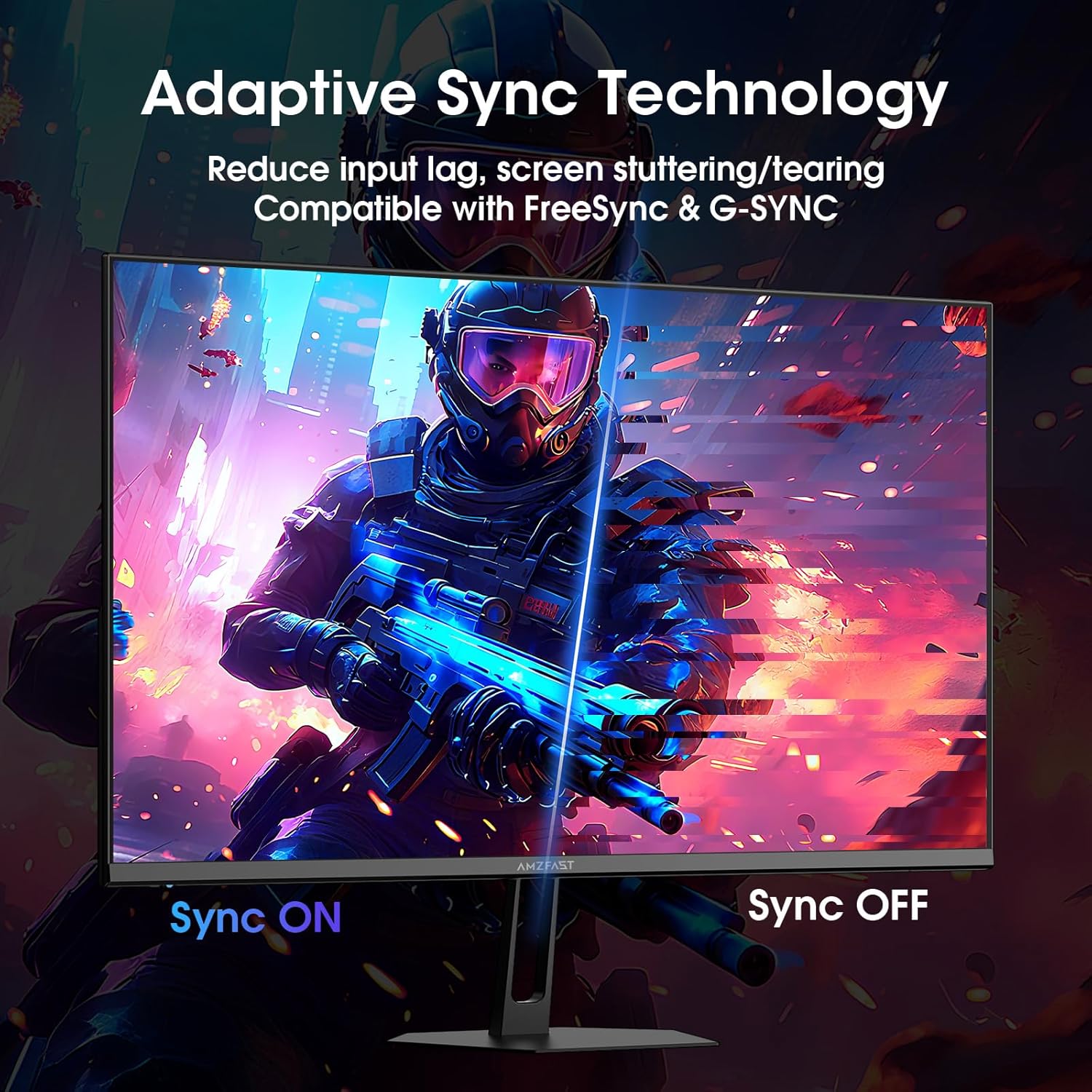 Amzfast 24 Inch Gaming Monitor 180Hz 200Hz FHD 1080p Computer Monitor, 1ms Adaptive Sync, 3000:1, 129% sRGB, HDR Display, Eye Care, VESA 75x75, Metal Stand, HDMI 2.0 | DP 1.4, AMZG24X1