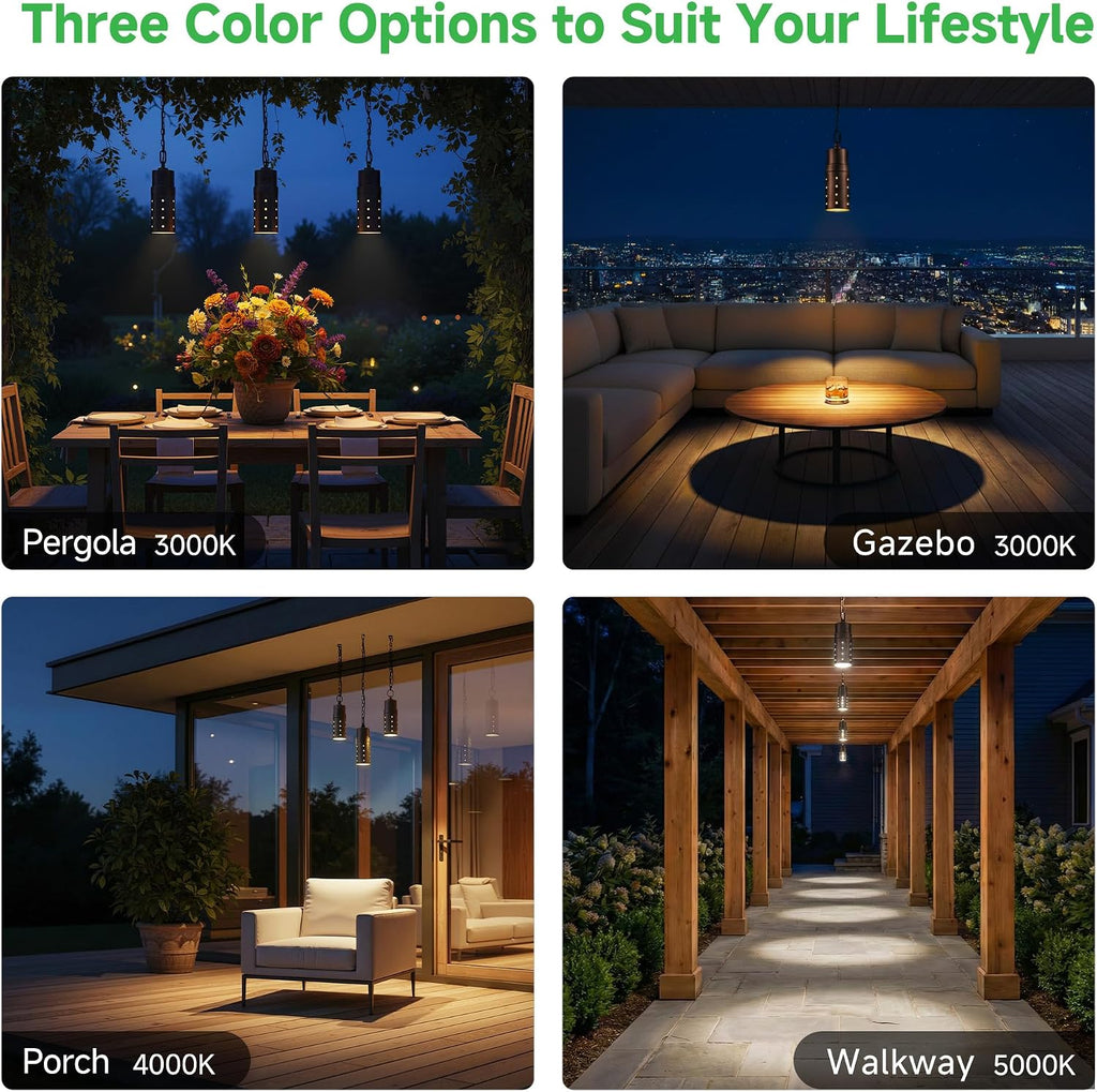 Integrated LED Landscape Lighting, 12V Low Voltage Outdoor Pendant Lights, 3000K/4000K/5000K CCT Selectable, Waterproof Aluminum, ORB Finish for Patio Front Porch Illumination 12 Pack