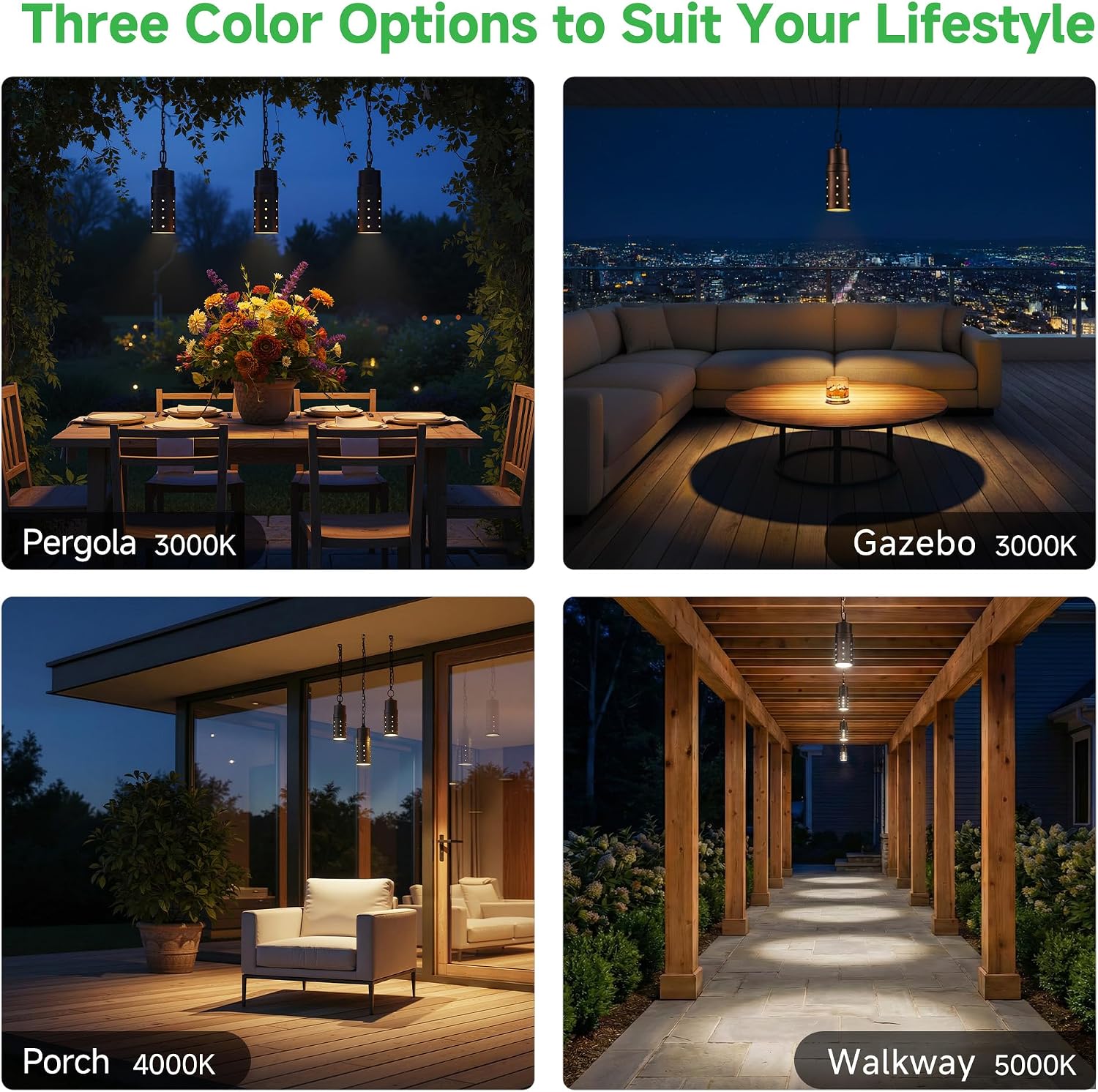 Integrated LED Landscape Lighting, 12V Low Voltage Outdoor Pendant Lights, 3000K/4000K/5000K CCT Selectable, Waterproof Aluminum, ORB Finish for Patio Front Porch Illumination 12 Pack