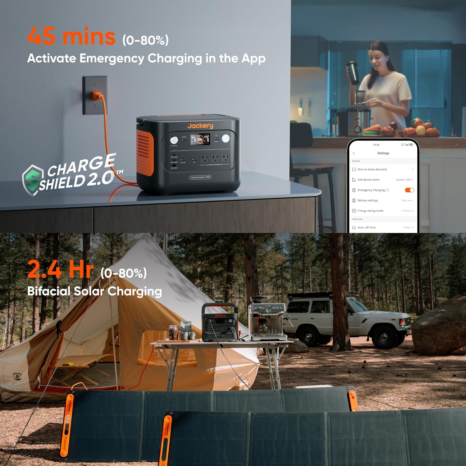 Jackery Explorer 1000 v2 Portable Power Station (1050Wh Version), 1500W AC/100W USB-C Output, LiFePO4 Battery, Fast Charge, Power Supply for Outdoor,Emergency, RV, Off-Grid Living