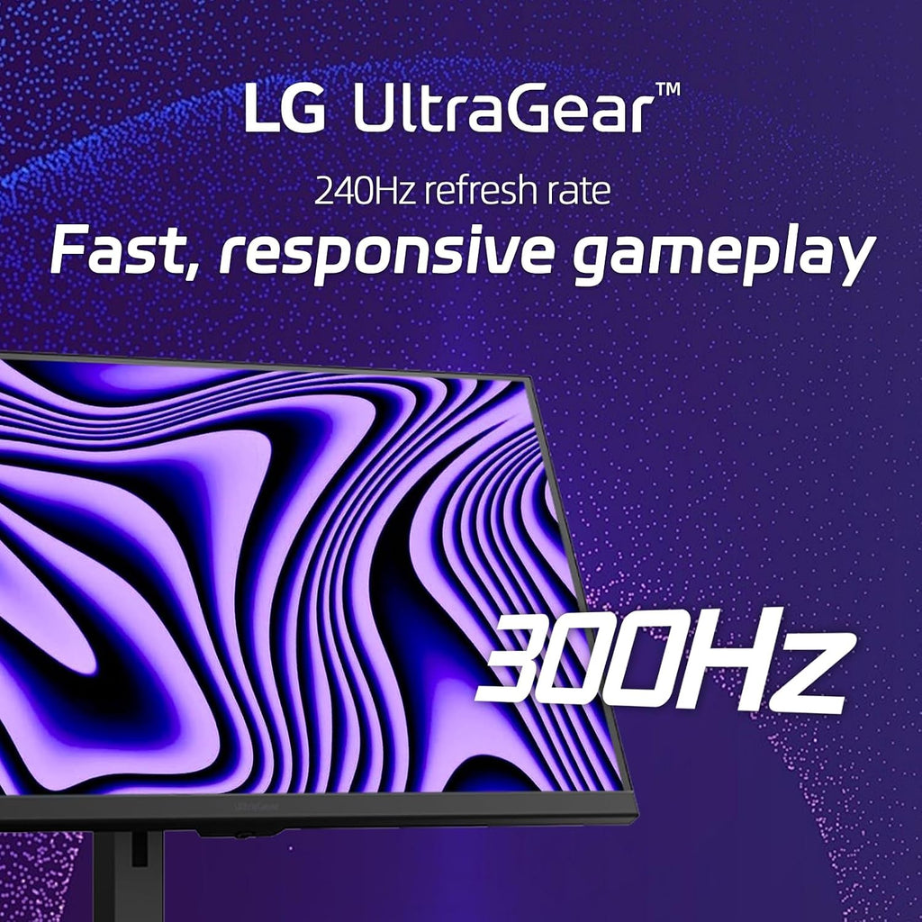 LG 27' QHD Ultragear Monitor, 300Hz, 1ms, NVIDIA G-Sync, AMD FreeSync Premium, VESA DisplayHDR 400,HDMI, Displayport, USB Type-C, Tilt/Height/Swivel & Pivot Adjustment Stand