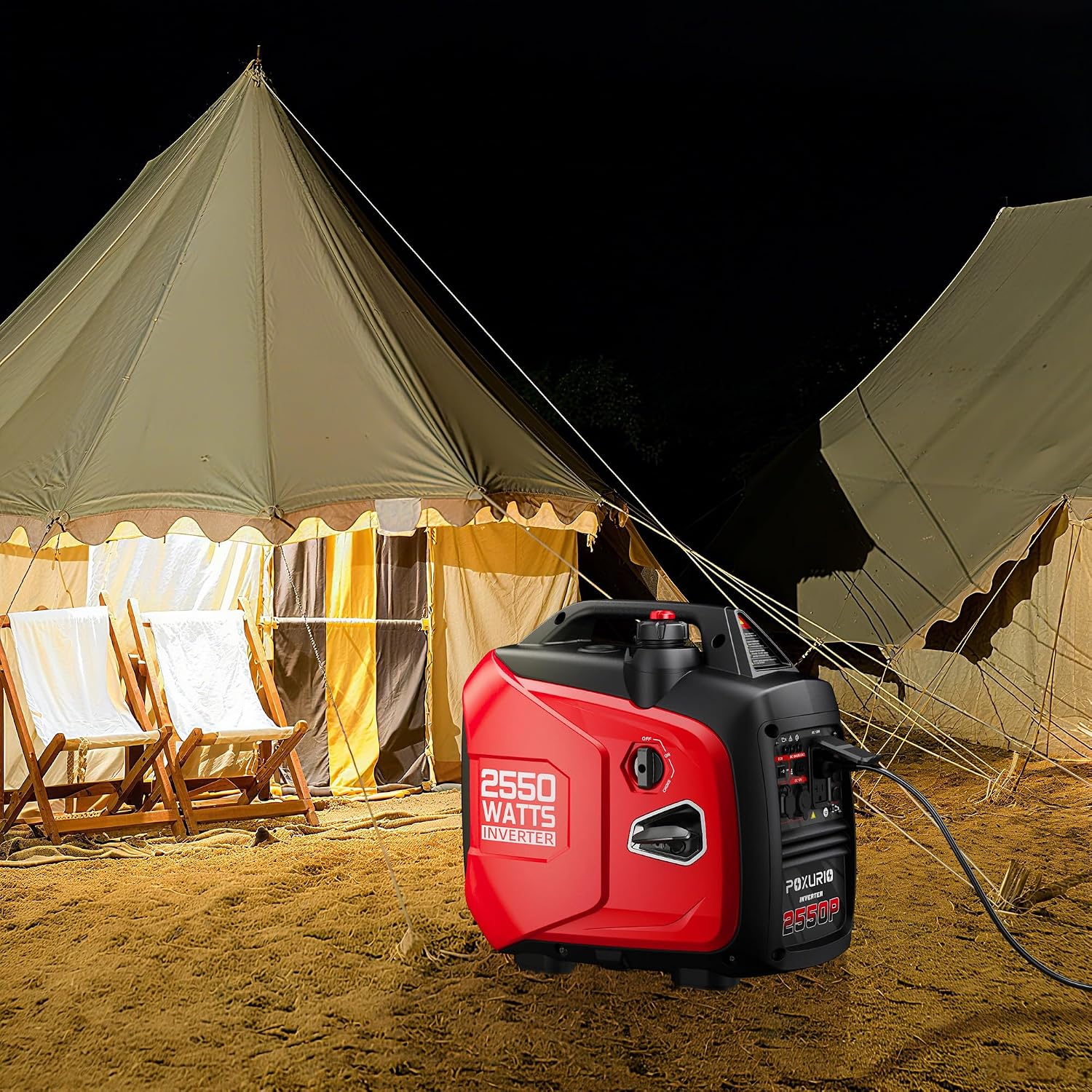 2550-Watt Portable Inverter Generator for Home Use, 1.06Gallon Large Fuel Tank Up to 10 Hours Use, 120V Gas Powered Generator Super Quiet - EPA Compliant-Red