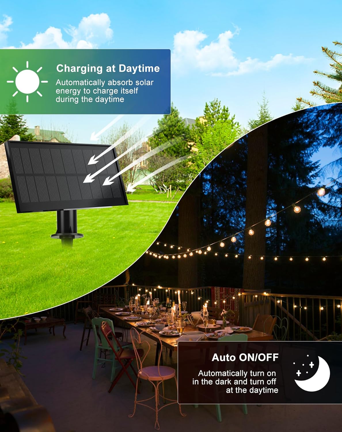 Zuske Solar String Lights Outdoor Waterproof 200FT with USB Port and 100 Shatterproof G40 Bulbs(3 Spare), LED Solar Powered Patio Lights for Outside, Porch, Backyard, Gazebo, Garden(Warm White)