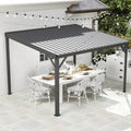 8x10FT Lean to Gazebo, Outdoor Metal Hardtop Wall Mounted Gazebo with Gutter & Sloping Galvanized Steel Roof, Hard Top Awnings/Shelter for Deck, Porch, Backyard