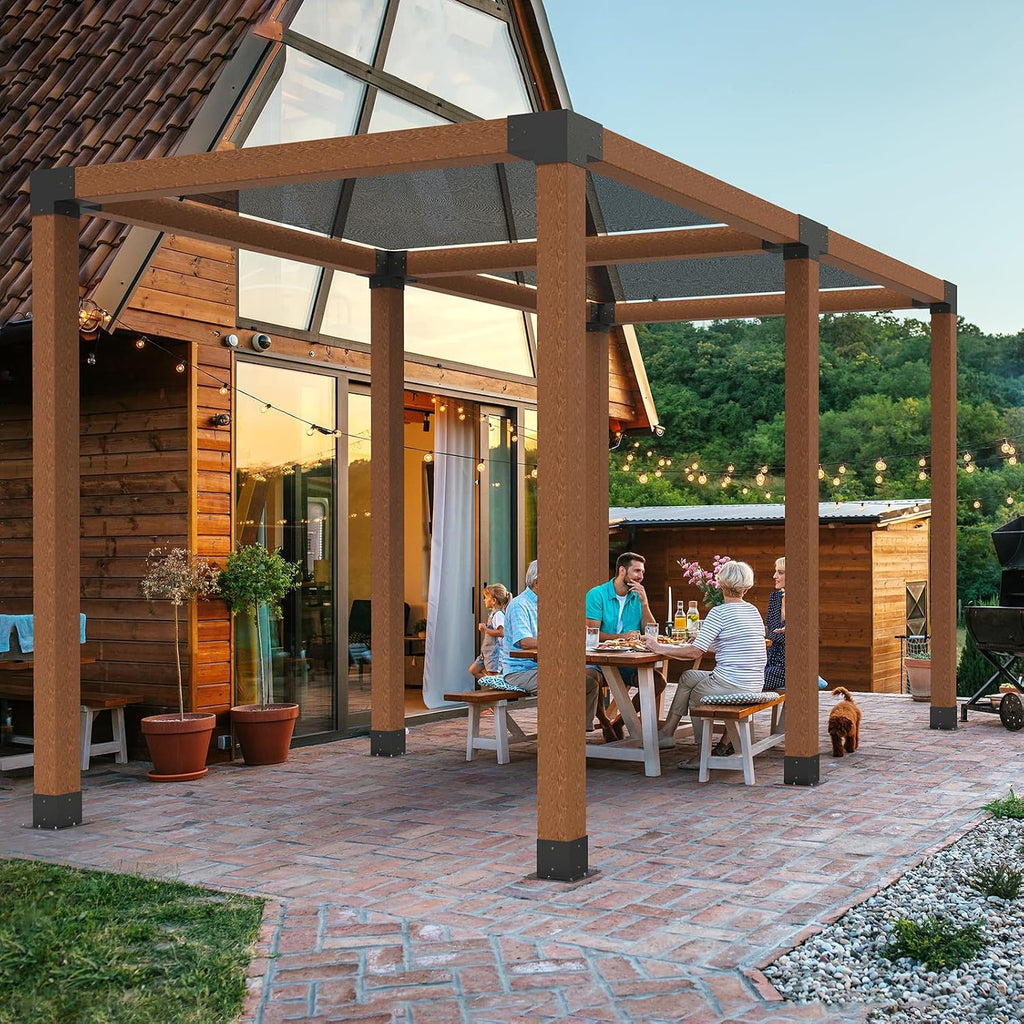 VEVOR Pergola Bracket Kit 6''x6''(Inner Size 5.6x5.6), 4pcs 4-Way Heavy Duty Corner Bracket Woodworks DIY Post Base Kit, Easy Installation Wooden Beams for Gazebos, Patio Pergolas, Log Cabin