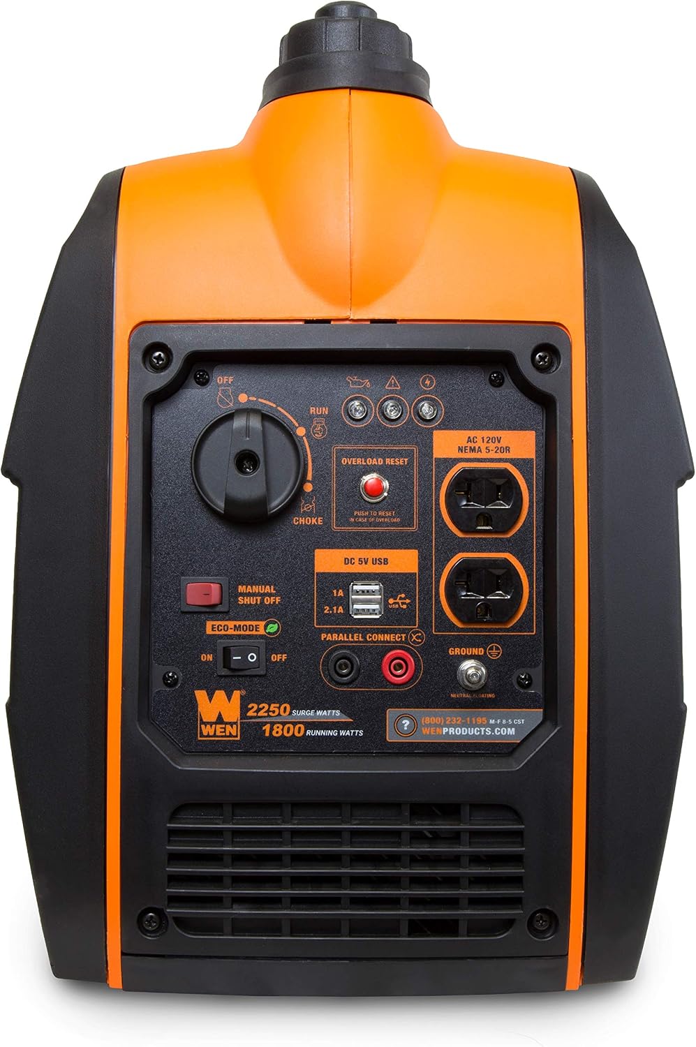 WEN 56225i 2250-Watt Gas Powered Portable Inverter Generator with Fuel Shut-Off, CARB Compliant , Black