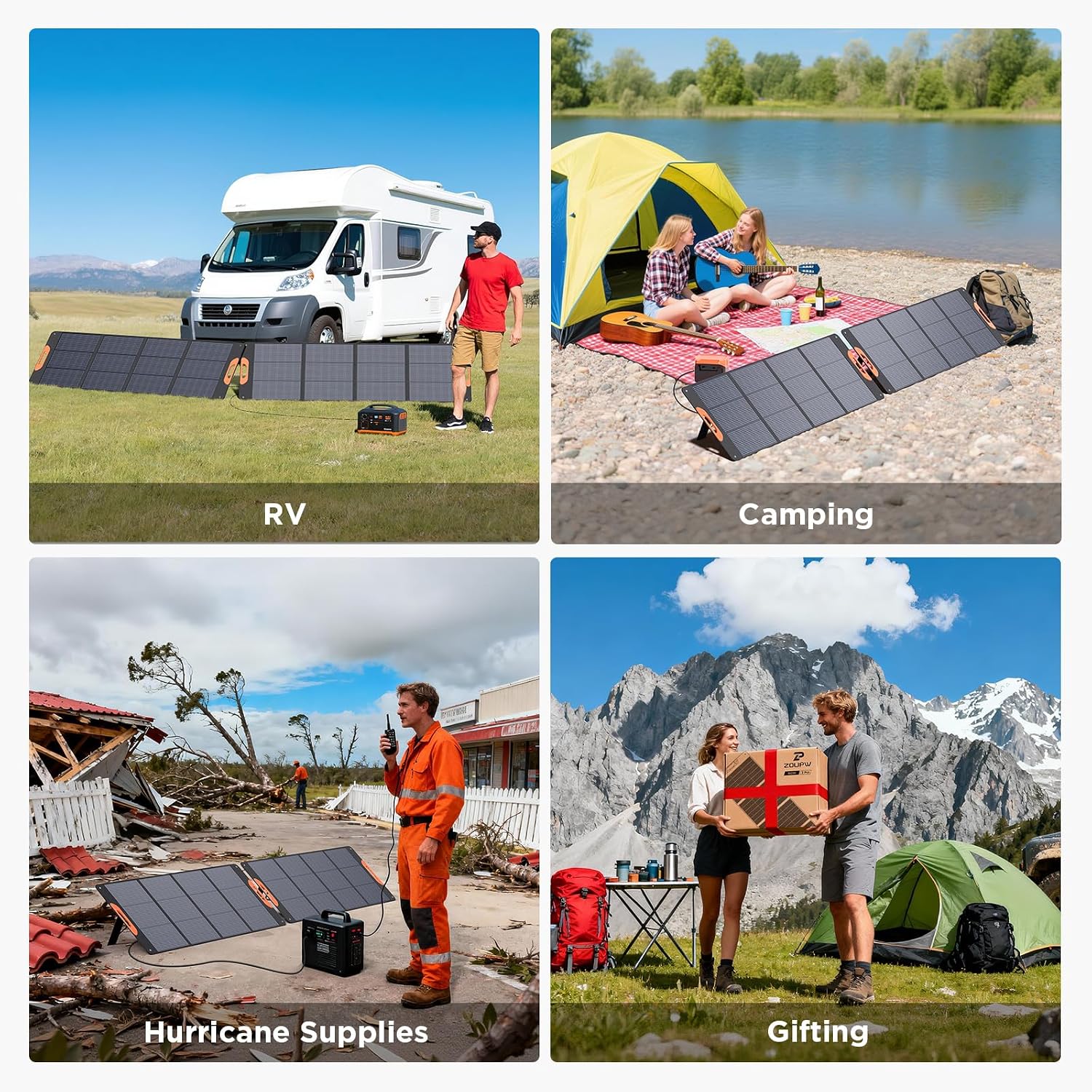 ZOUPW 320W (2x160W) N-Type 16BB Portable Solar Panel,25% High Efficiency Foldable Solar Charger for Jackery 1000 V2/Anker Solix/Ecoflow/Bluetti,IP67 Waterproof for RV Camping Emergency Power Supply