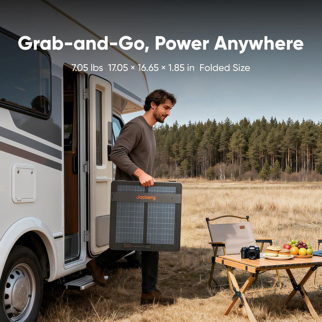 Jackery SolarSaga 100W Air Solar Panel, 23% Conversion Efficiency Bifacial Panels, IP65 Waterproof, Foldable and Portable Solar Charger for Power Stations, RVs, Camping, Off-Grid Life, and PV Charging