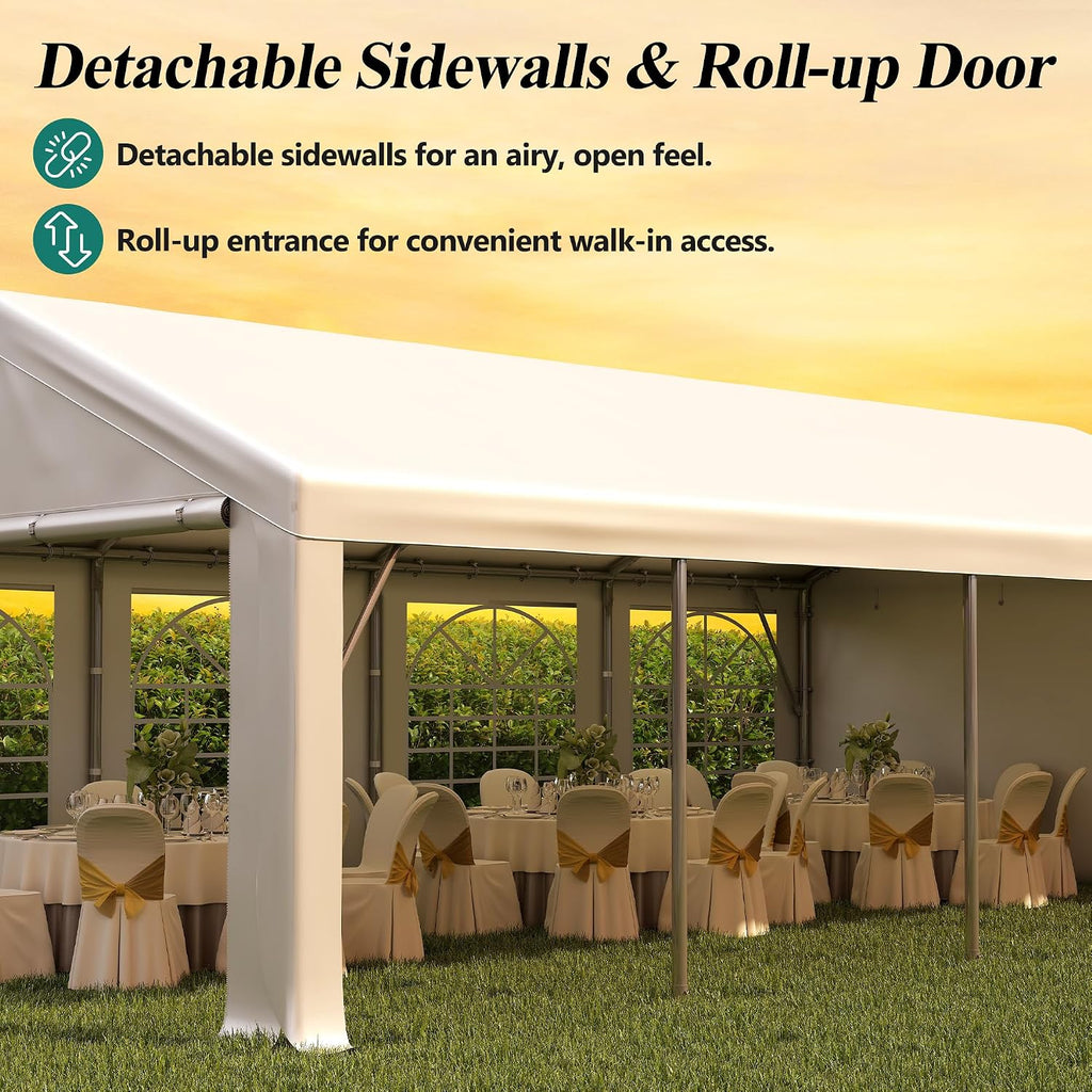 GARTOO 13' x 26' Heavy Duty Party Tent - Event Shelter Canopy Outdoor Wedding Gazebo with 4 Sand Bags for Wedding, Birthday Party, Outdoor Event