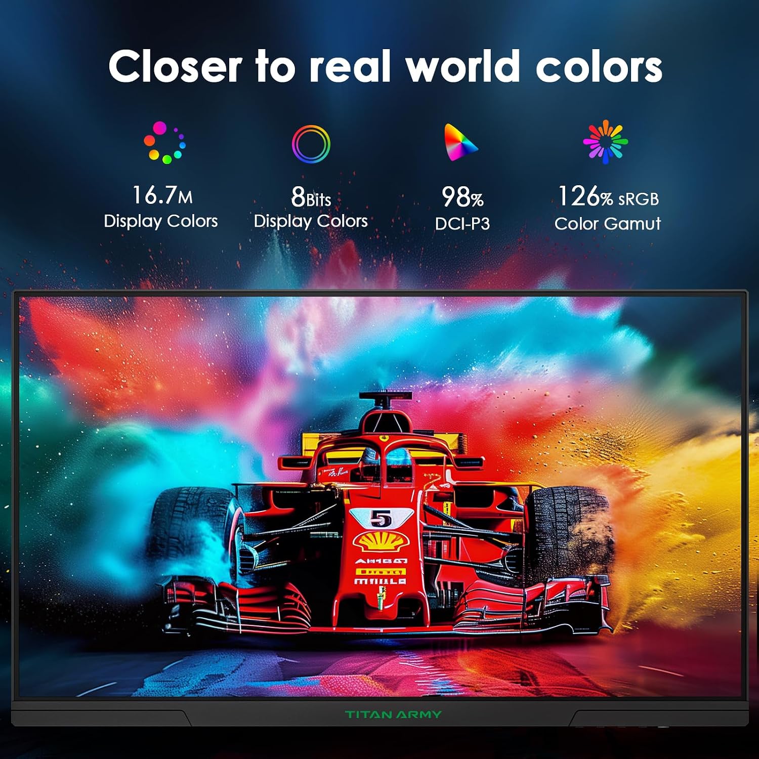 Titan Army 24.5 Inch 240Hz 1440p Gaming Monitor, QHD 2560 x 1440p Fast IPS Panel 1ms GTG Response Time, Adaptive Sync, 126% sRGB HDR, Low Blue Light VESA 100x100, P2510S