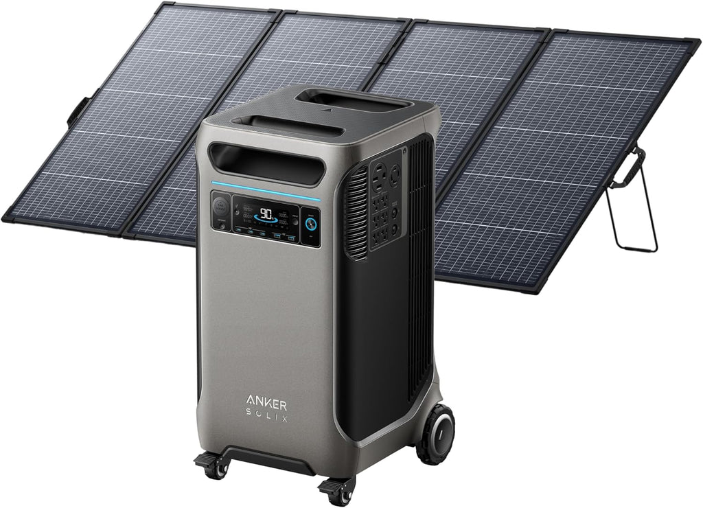 Anker SOLIX F3800 Portable Power Station with 400W Bifacial Solar Panel, 3,840Wh LiFePO4 Battery, 6,000W AC Output (120V / 240V), Solar Generator for Home Use, RV, Emergency Backup, Power Outages