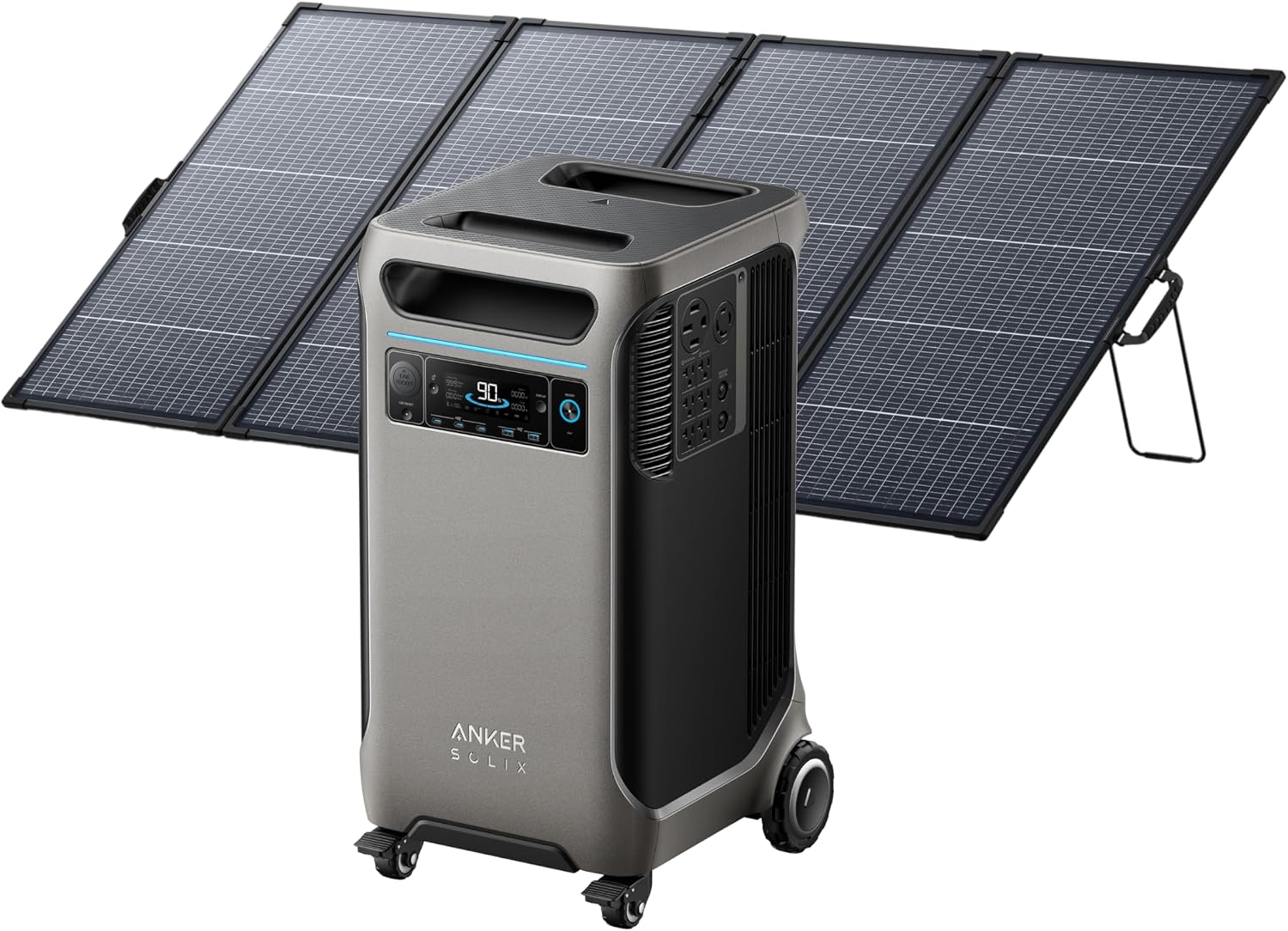 Anker SOLIX F3800 Portable Power Station with 400W Bifacial Solar Panel, 3,840Wh LiFePO4 Battery, 6,000W AC Output (120V / 240V), Solar Generator for Home Use, RV, Emergency Backup, Power Outages