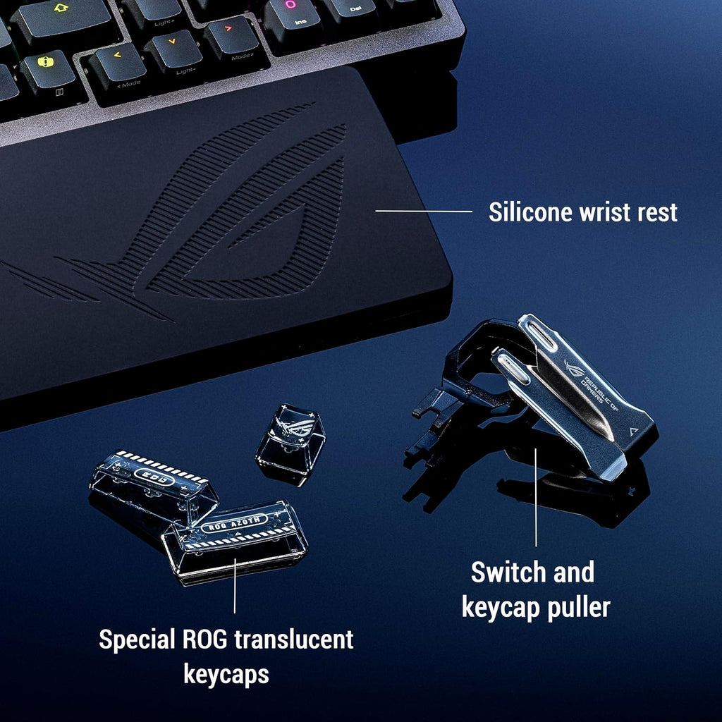ASUS ROG Azoth 96 HE Wireless Hall Effect Gaming Keyboard – 96% Full-Size, Tri-Mode, Hot Swappable Magnetic Switch, Rapid Trigger, Speed Tap, 8K Hz Polling, Color OLED Screen, ABS Keycaps – Black