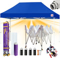Tradesparker 10x15 Pop Up Canopy Tent,Commercial Movable Canopy with ApexCore LED&Rugged Casters-Instant Easy Setup Shelter Canopies with Weight Bags&Stakes for Outdoor Events Markets Vendors,Blue