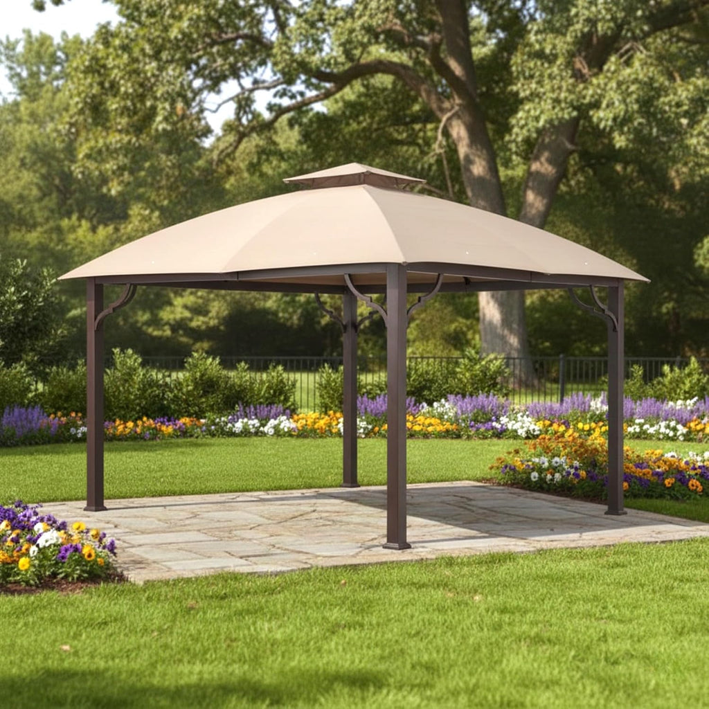 Garden Winds Reinforced Replacement Canopy Top Cover Compatible with The A111016100, A101010200 Berkley Jensen 10' x 12' Gazebo - Classic Sand, Riplock 350