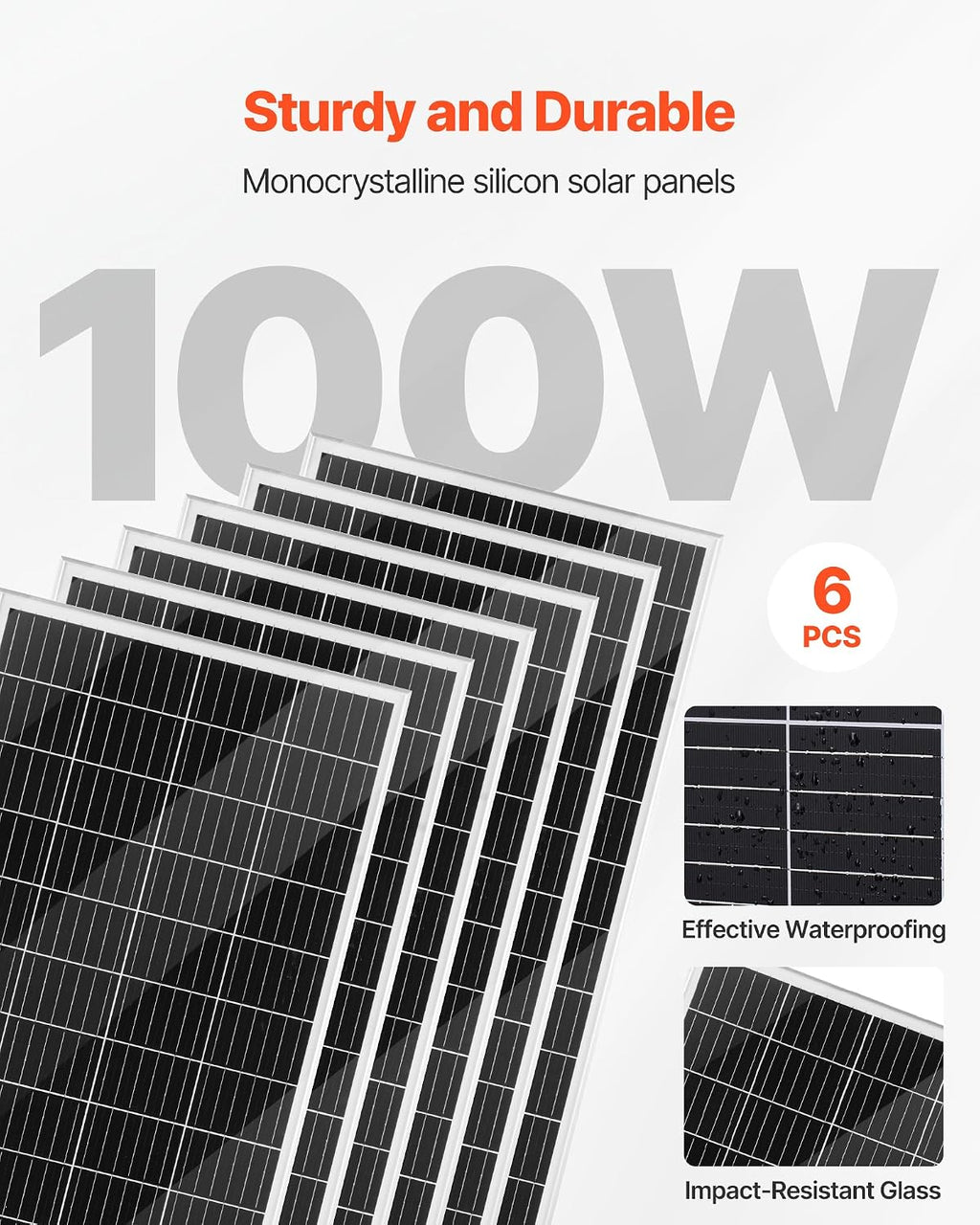 VEVOR 24V 1000W Solar Wind Power Kit, 6*100W Solar Panel + 400W Wind Turbine + 25.6V 100Ah LiFePO4 Battery + 3000W Power Inverter + MPPT Wind/Solar Hybrid Controller for Home Boat Cabin Farm Off-Grid