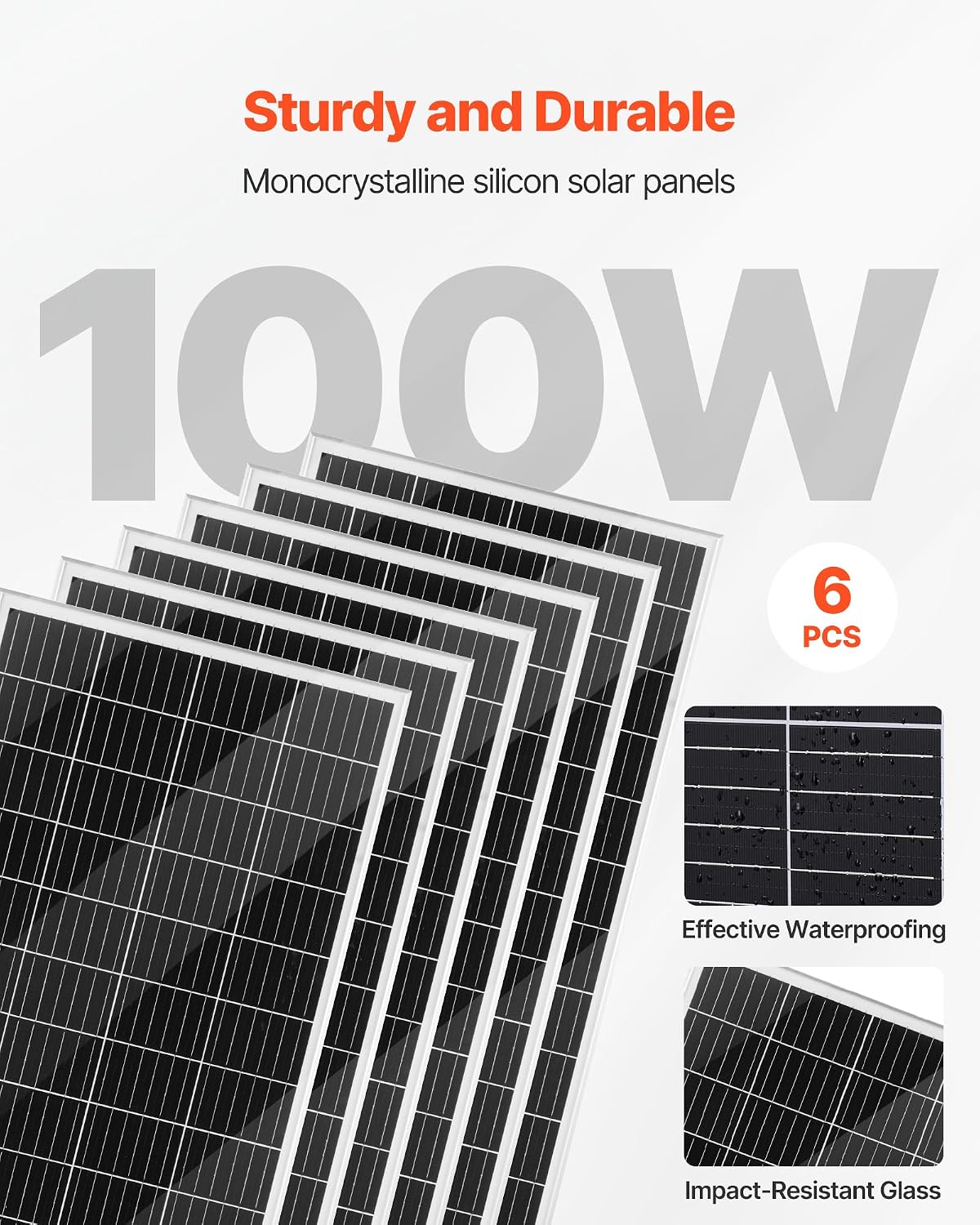 VEVOR 24V 1000W Solar Wind Power Kit, 6*100W Solar Panel + 400W Wind Turbine + 25.6V 100Ah LiFePO4 Battery + 3000W Power Inverter + MPPT Wind/Solar Hybrid Controller for Home Boat Cabin Farm Off-Grid