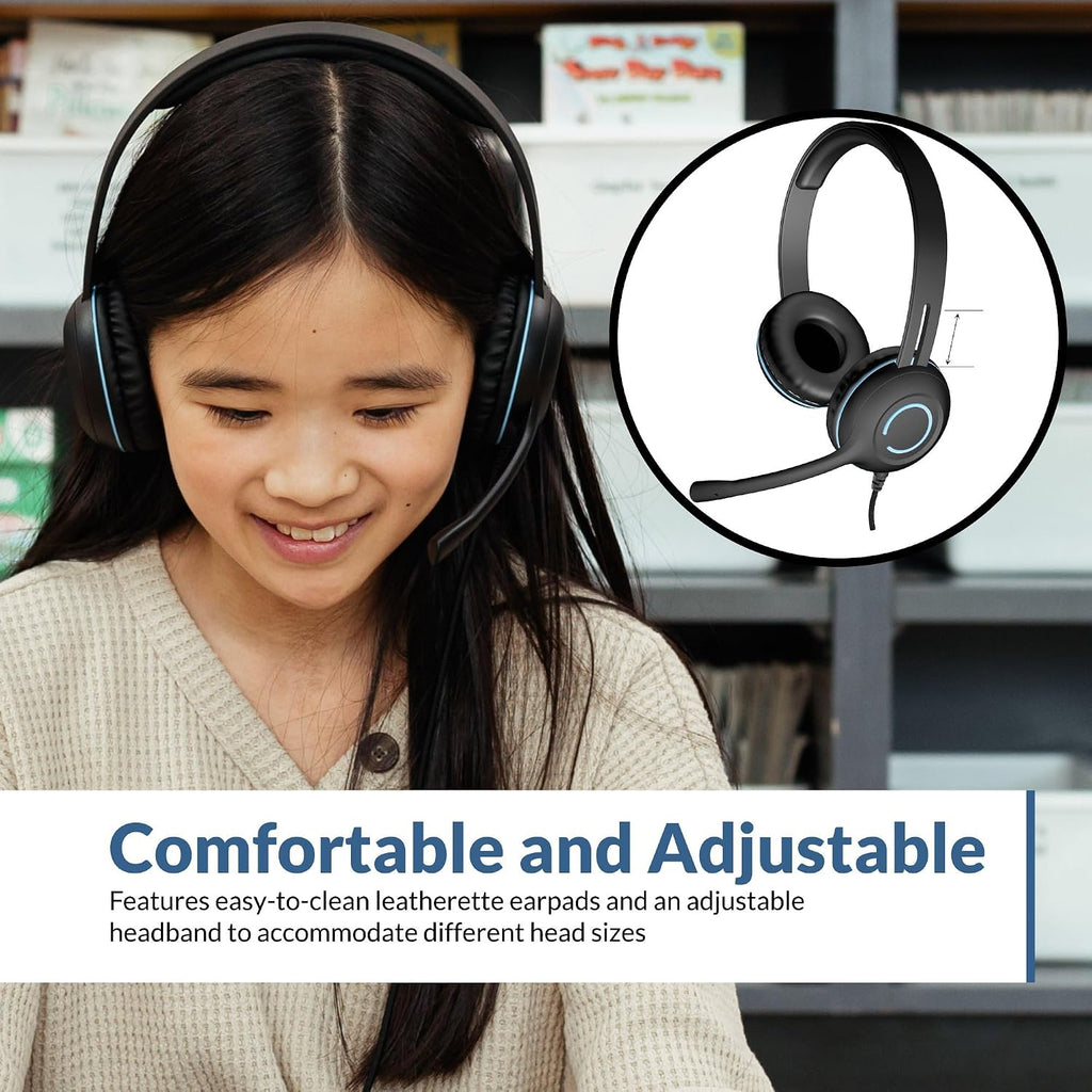 Cyber Acoustics 3.5mm Stereo Headset (AC-5002-10) – Durable, Crisp, and Clear Communication in Classrooms and at Home - 10 Pack
